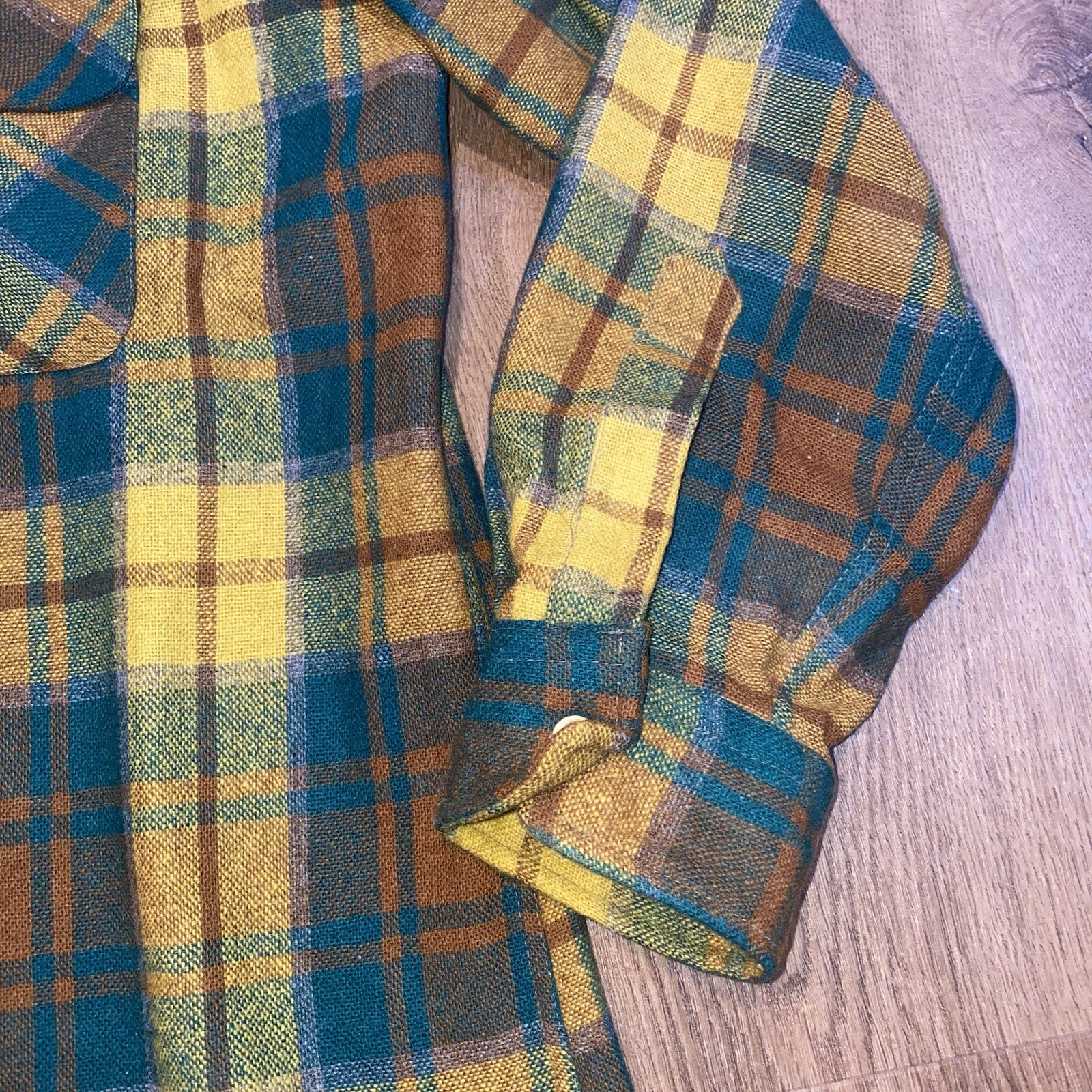 Vtg 50s 60s Lord James Shirt Loop Collar Flannel Cruiser Wool Nylon Mens Large