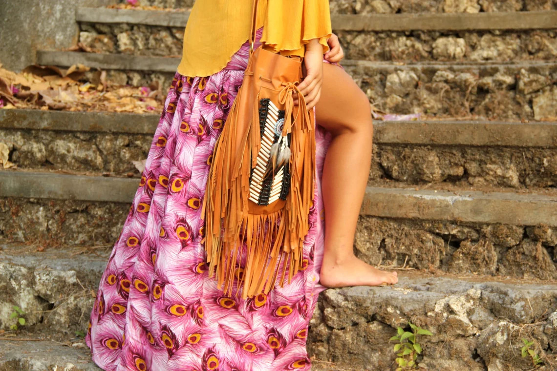 Bohemian Fringe Leather Crossbody Bag | Handmade Tribal Shoulder Bag | Western S