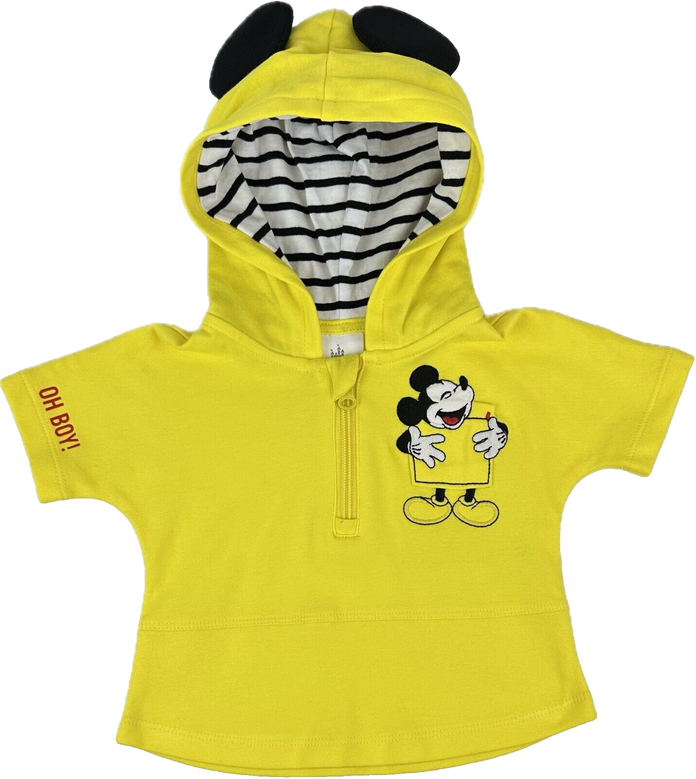 Disney Store Baby 2 Pc Yellow Black Cotton Mickey Hoodie Sweatpants Set 6-9 MO