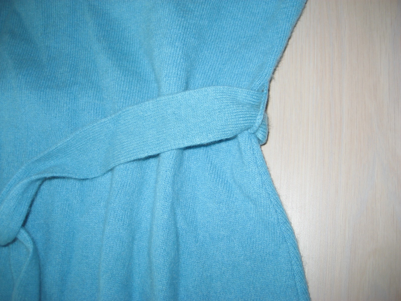 SOFT SURROUONDINGS 100% CASHMERE TURQUOISE LONG SLEEVE TIE AT THE WAIST SWEATER