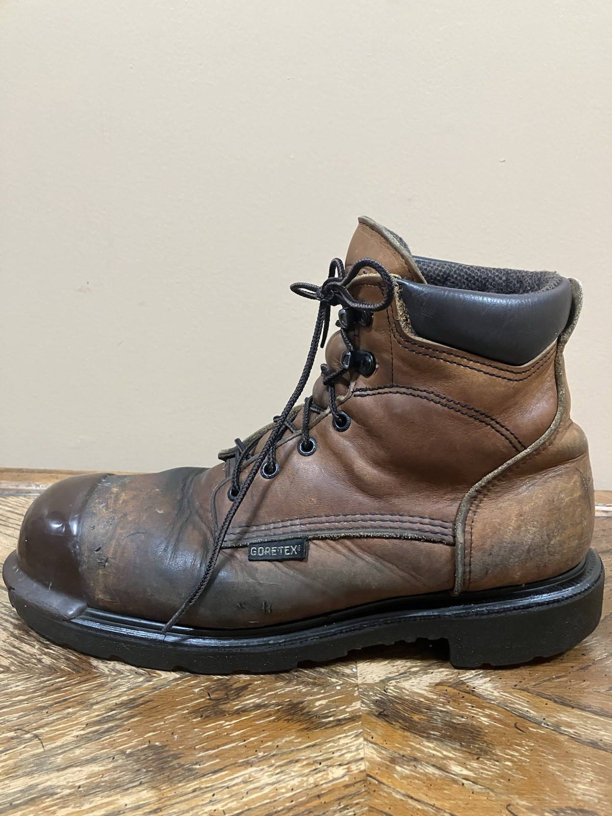 Red Wing Men’s 4425 6 Inch Work Boot Size 11.5 D USA with Tuff Toe added.