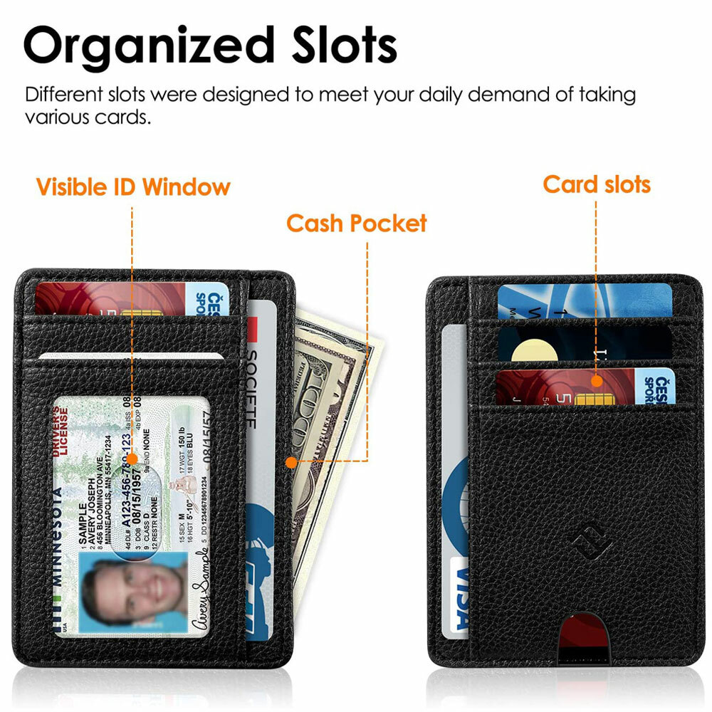 Mens RFID Blocking PU Leather Slim Wallet Money Credit Card Slots Coin Holder