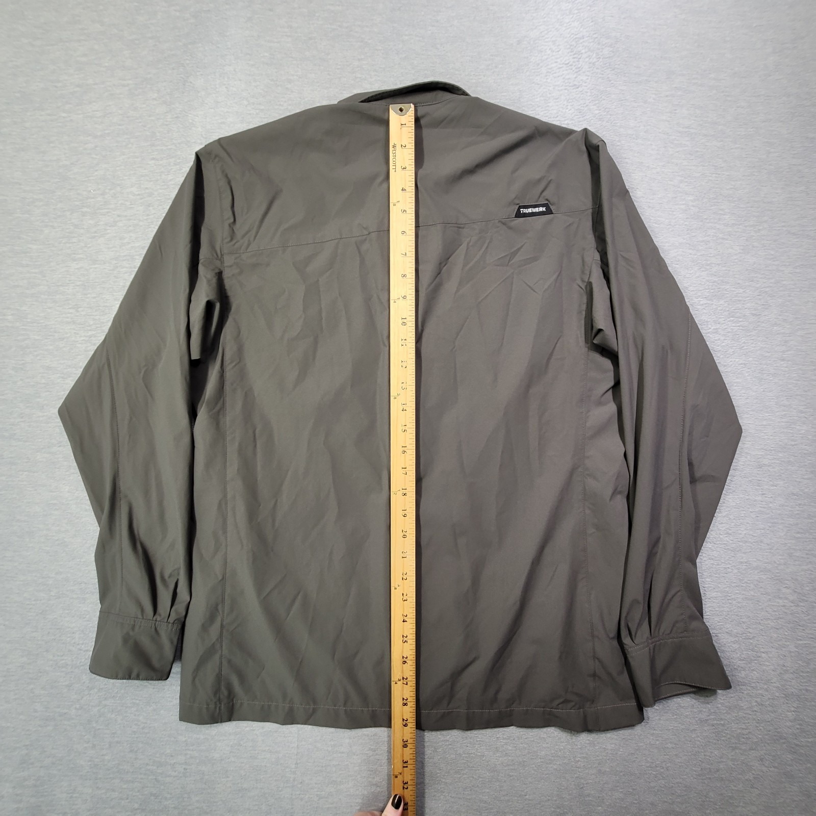 Truewerk Shirt Mens Large Gray LS Cloud Snap Up Flap Pockets Hiking Work
