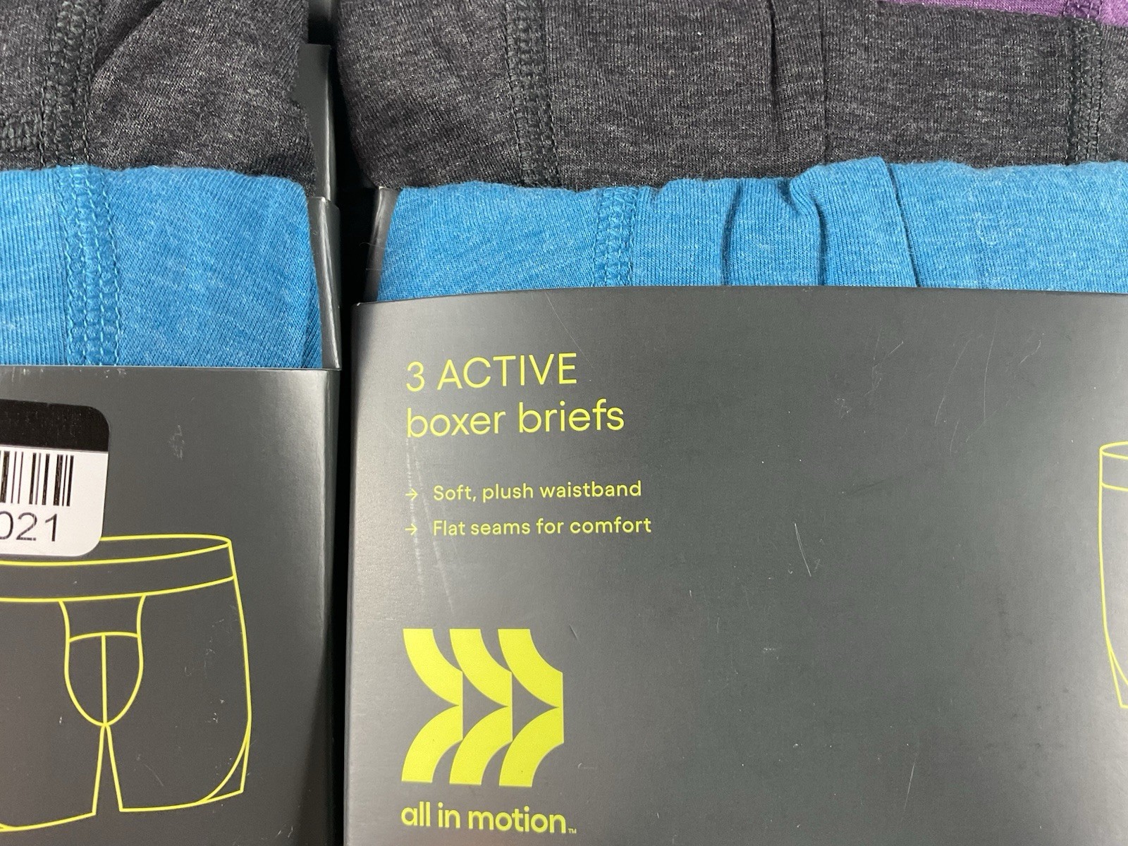 3 Packs Men’s All In Motion Active Boxer Briefs Odor Resistant Size Small 28-30