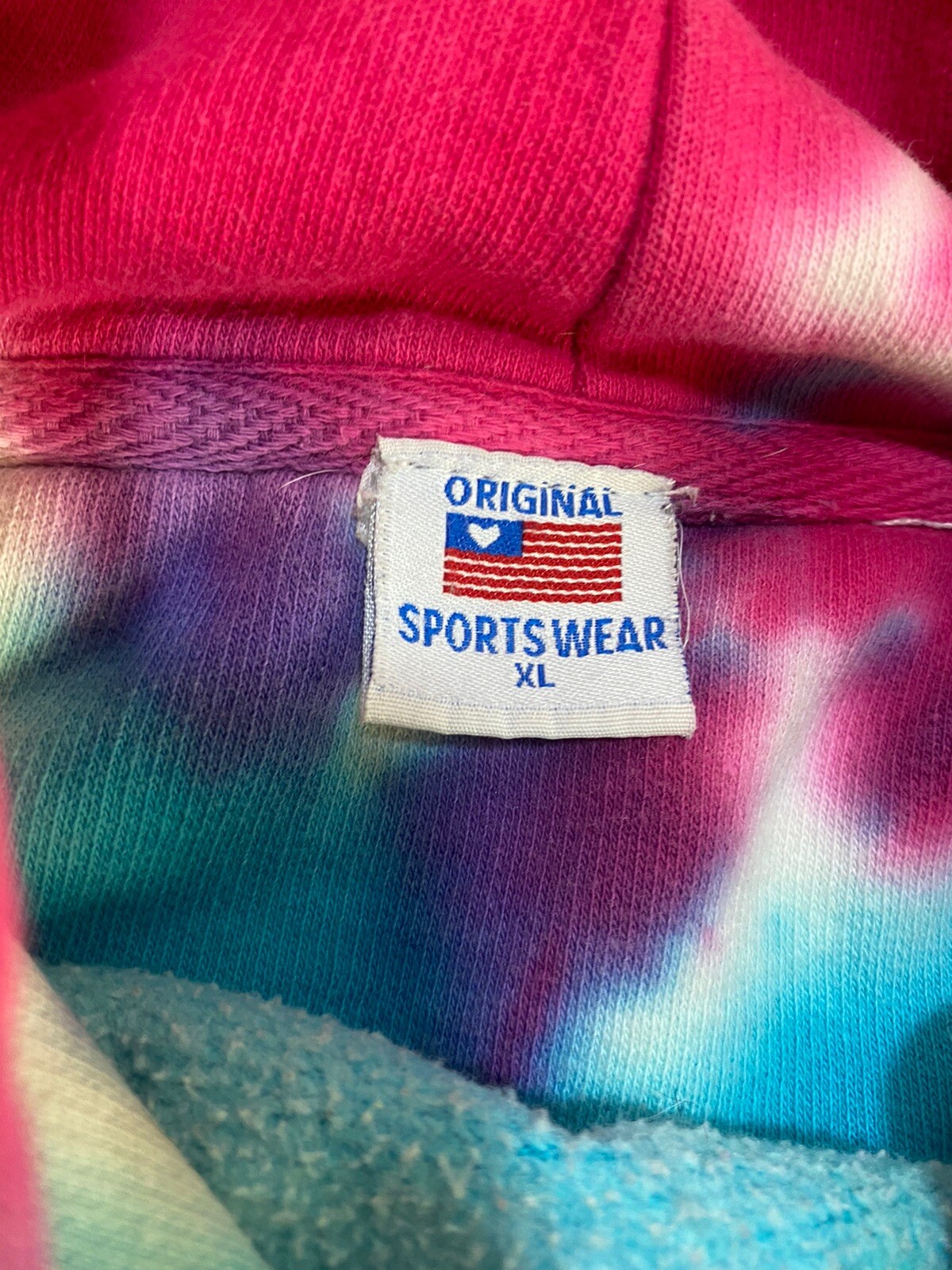 Vintage 80s 90s Tie Dye Hoody Hoodie Sweatshirt Route 66 Distressed Motorcycle