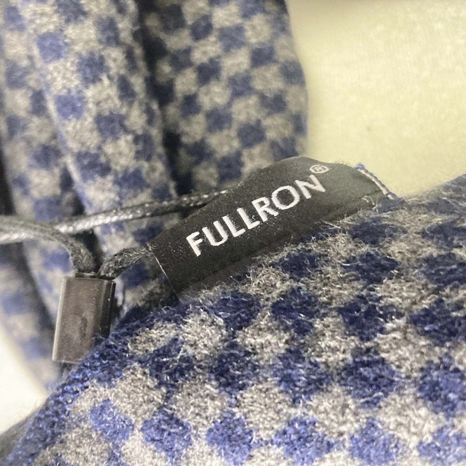 FULLRON Scarf Soft Warm Cashmere Blend Scarves Mens Classic Blue Checkered NWT
