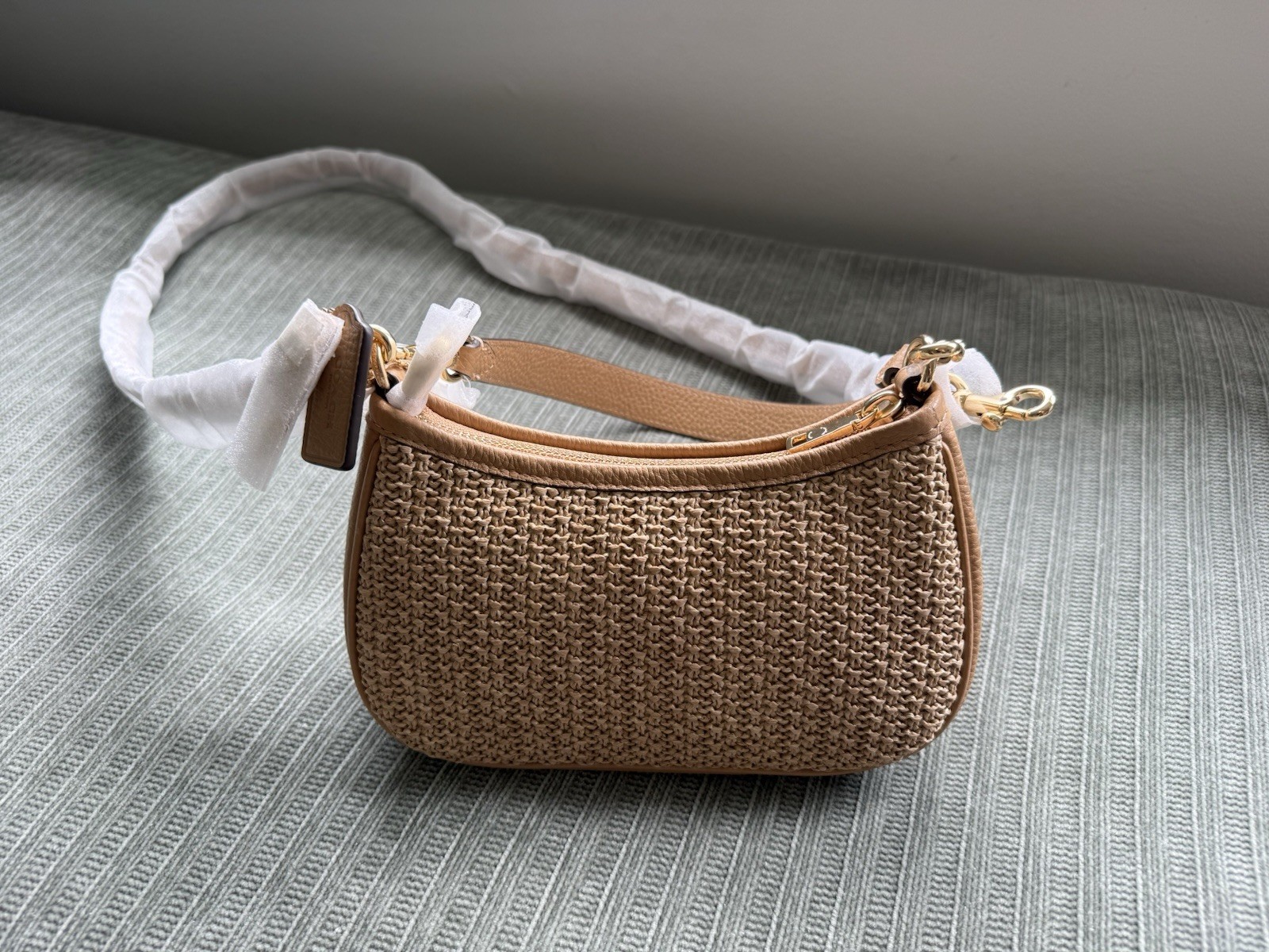 Coach Teri Mini Crossbody Bag in IM/Toast | Coach Straw Bag