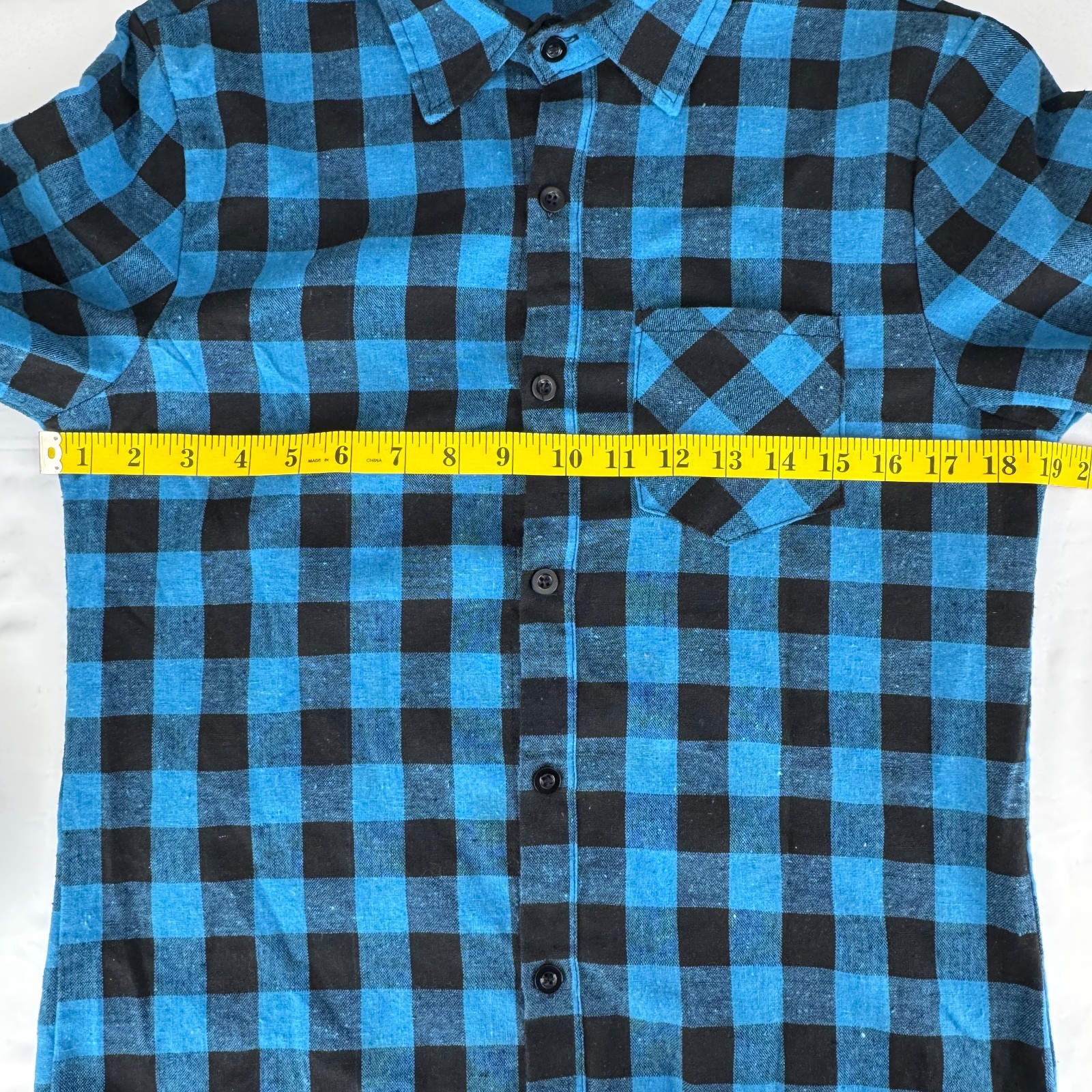 ByC Homme Men’s Blue Plaid Long Sleeve Relaxed Fit Button Up Shirt XL