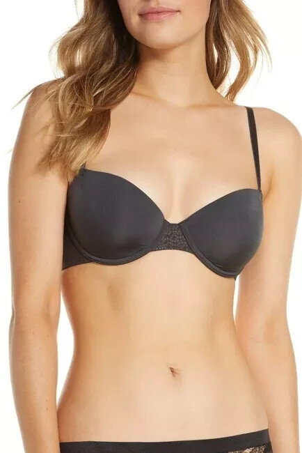 NEW Natori 711165 Conform Underwire Demi Fit Convertible Contour Bra Coal Sz 36D