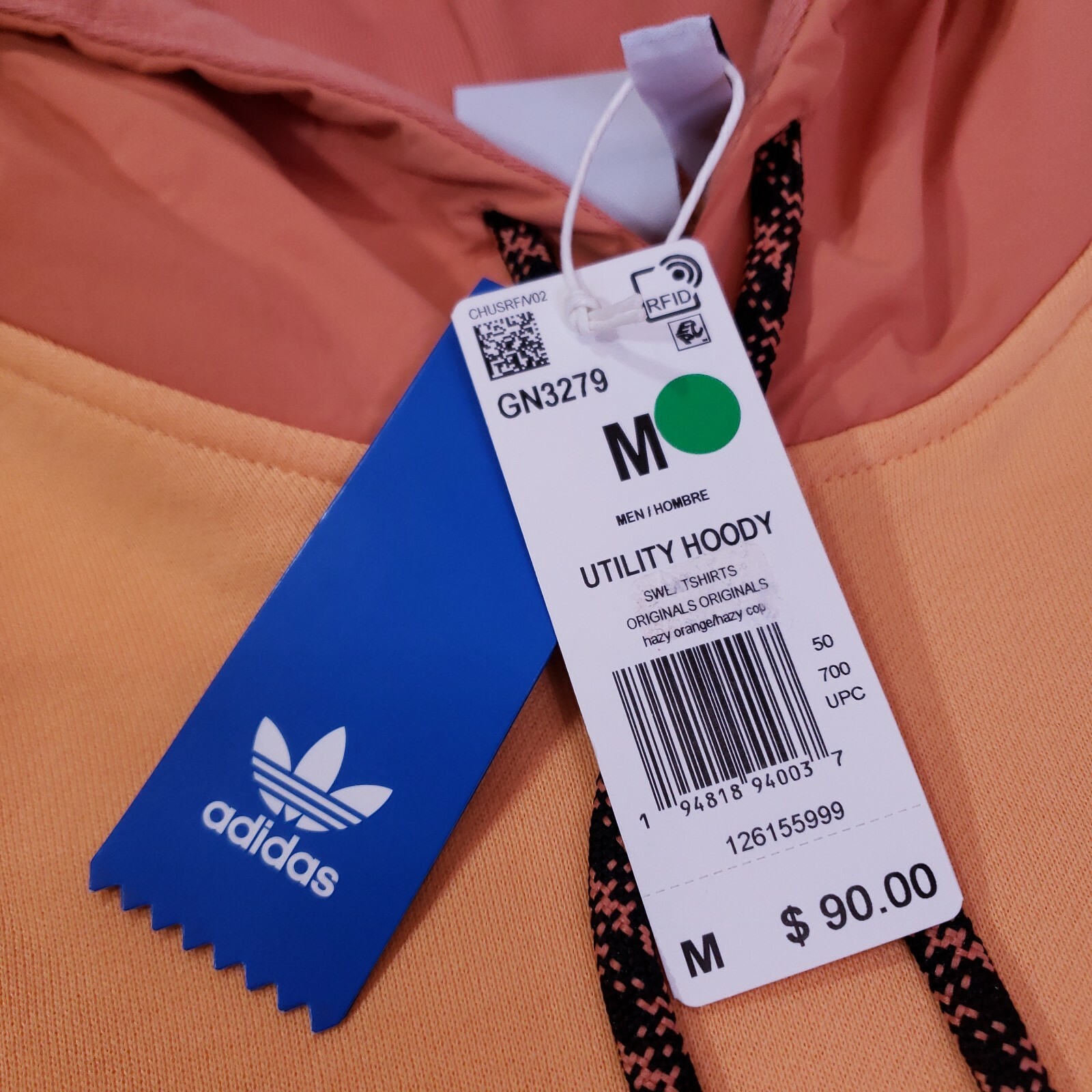 Adidas Originals RYV Utility Pullover Hoodie Orange Mens Size M New GN3279