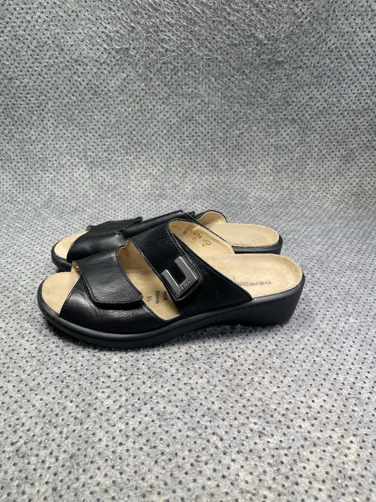 Theresia M Aloe Vera Black Leather Sandals Size 5.5 Women’s