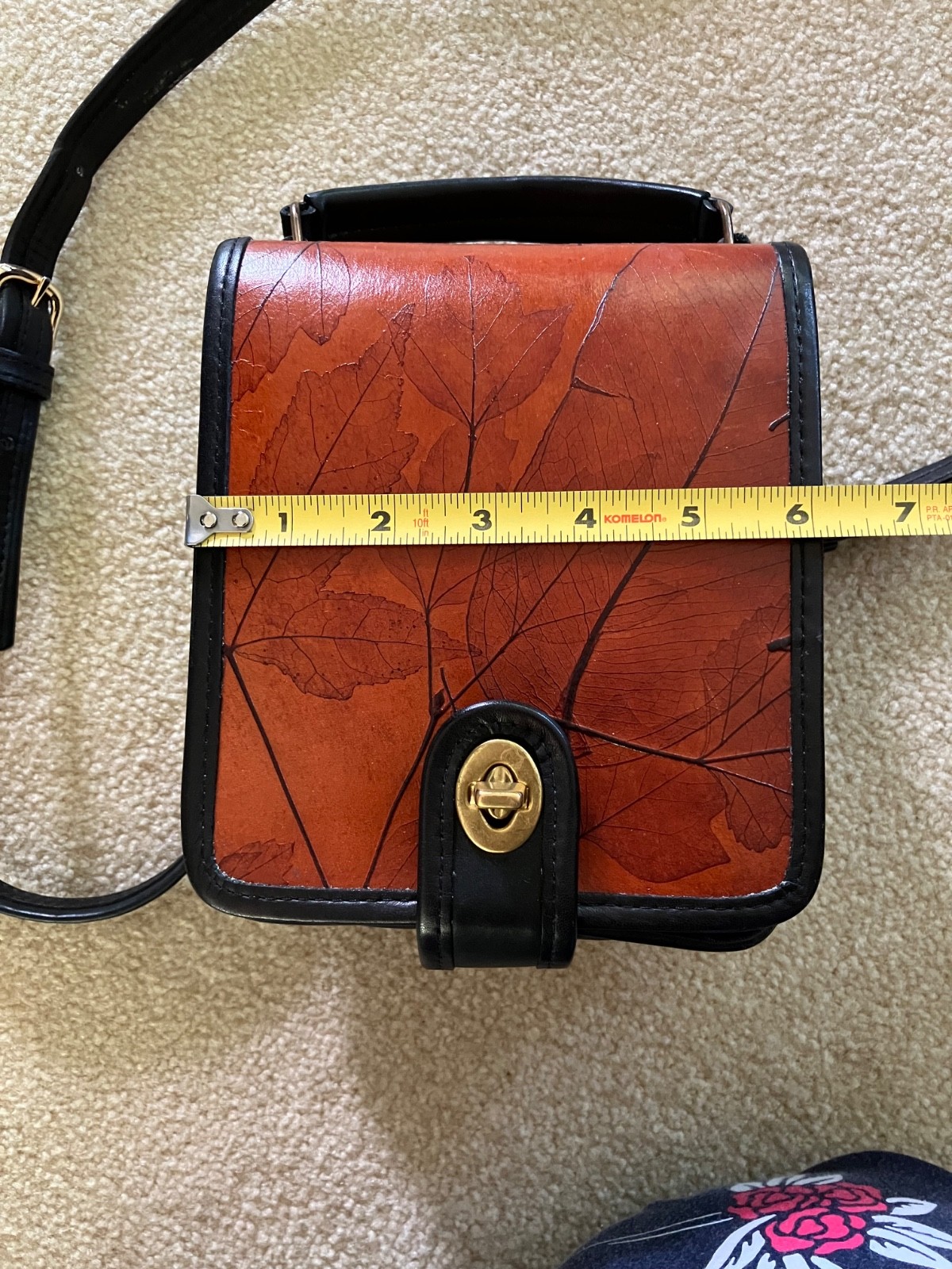 EUC Leaf Leather Hand Made C.L. Whiting Cross Body Bag Vintage Large Handbag