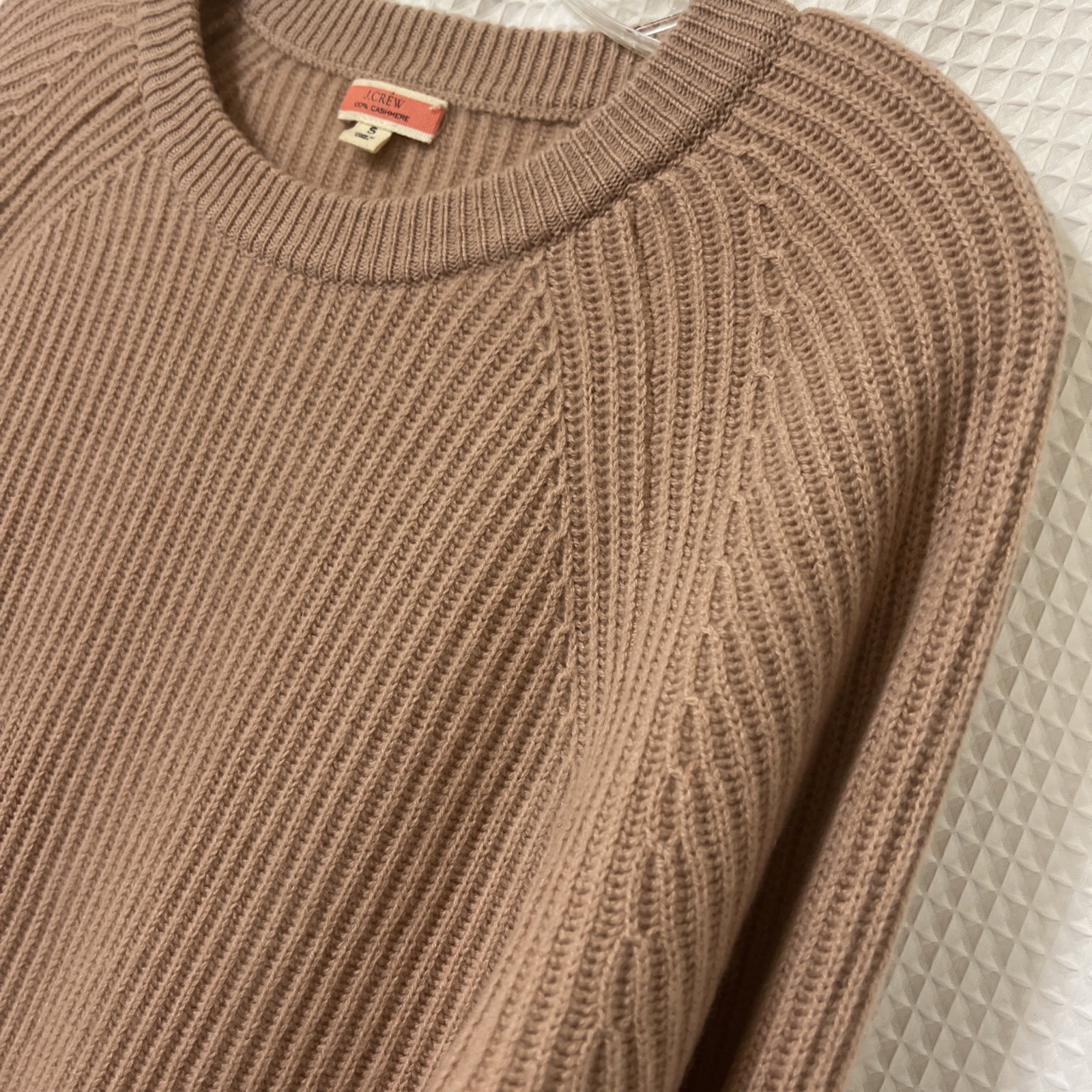 J Crew 100% Cashmere Sweater Womens S Blush Ribbed Crew Neck Pullover Soft