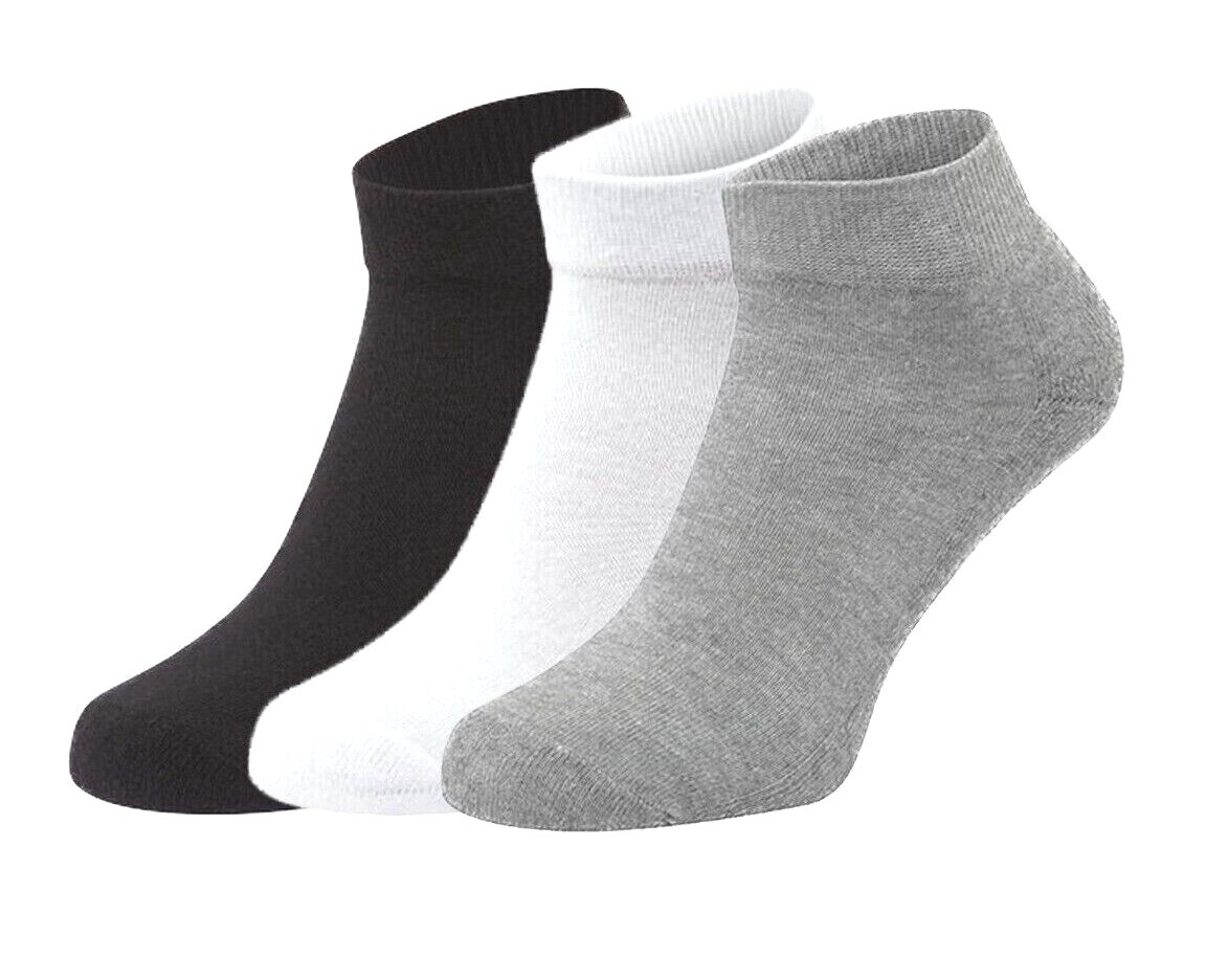 3-12 Pairs Mens Womens Ankle Socks Cotton Solid Low Cut High Quality Size 9-13
