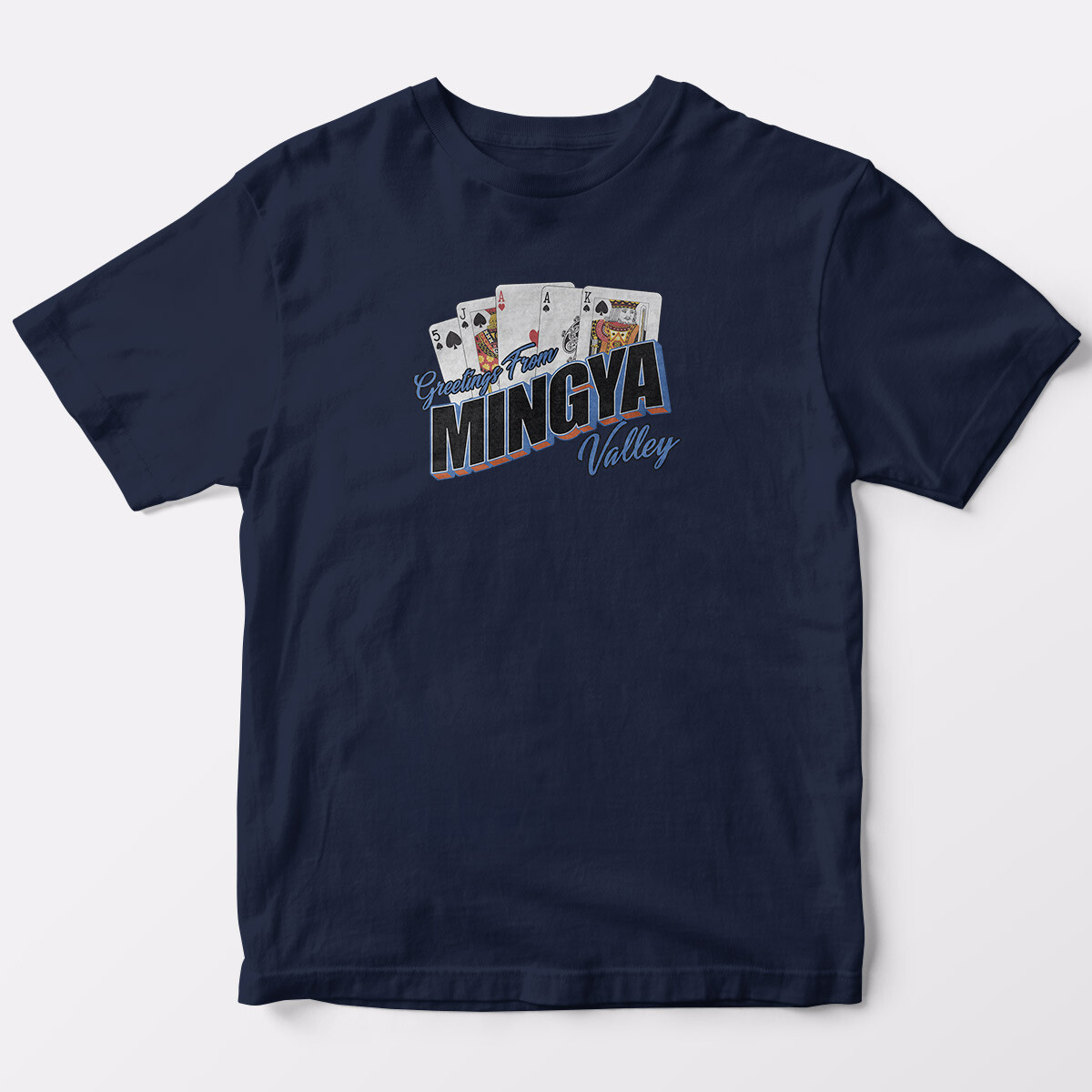 Mingya Valley T-Shirt, Adult Unisex Navy Blue, 100% Cotton, S – XXL