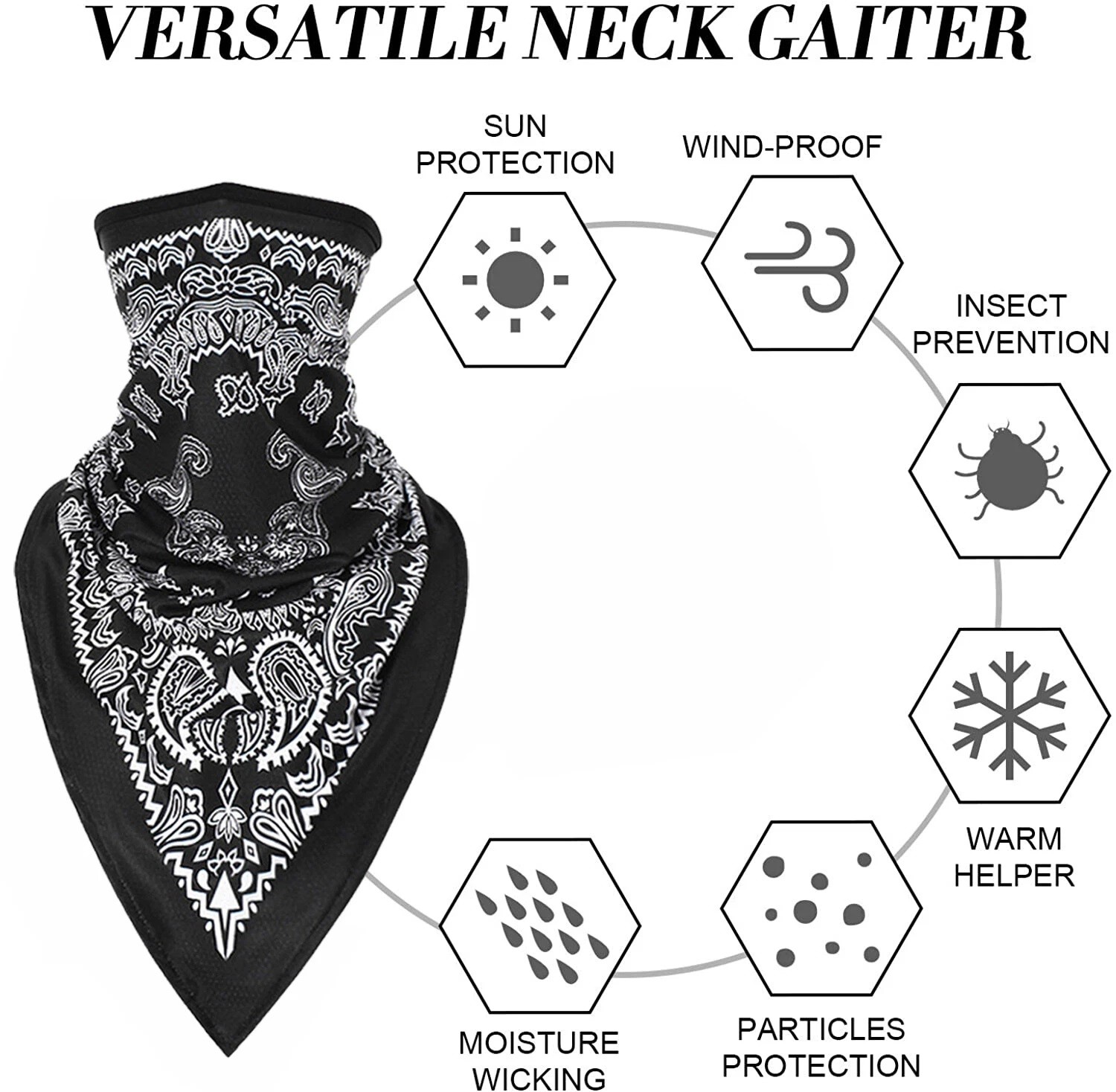 Balaclava UV Protection Face Mask Paisley Print Neck Gaiter Bandana Cover Scarf