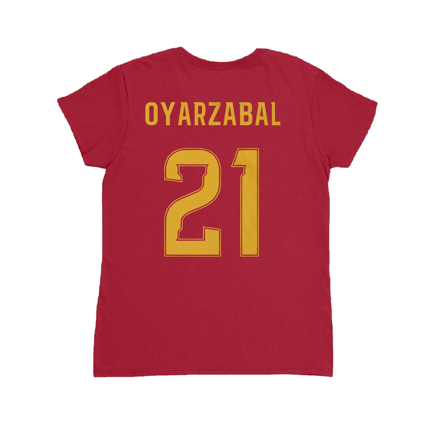 Spain Soccer Pride Oyarzabal 21 Two-Sided Tribute Ladies’ Crewneck T-Shirt