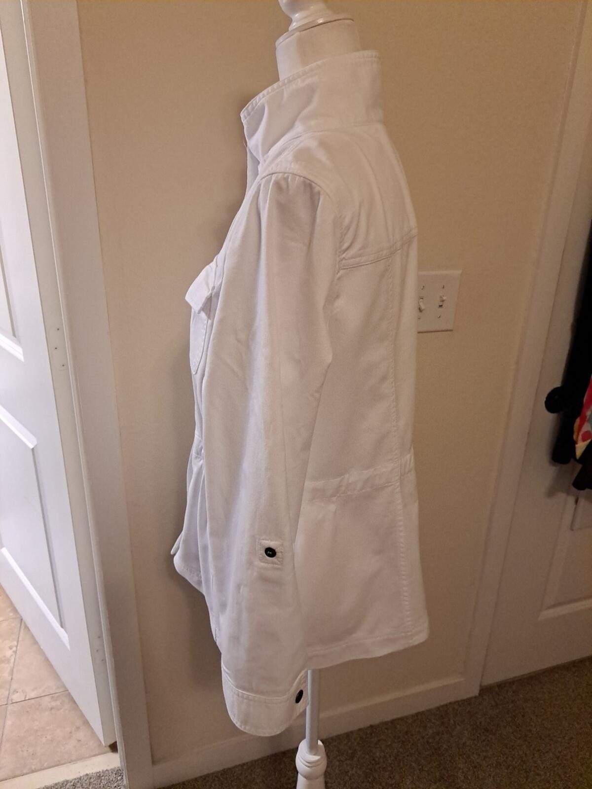 Talbots Casual Cotton Safari Jacket White Petite L EUC Returns Accepted