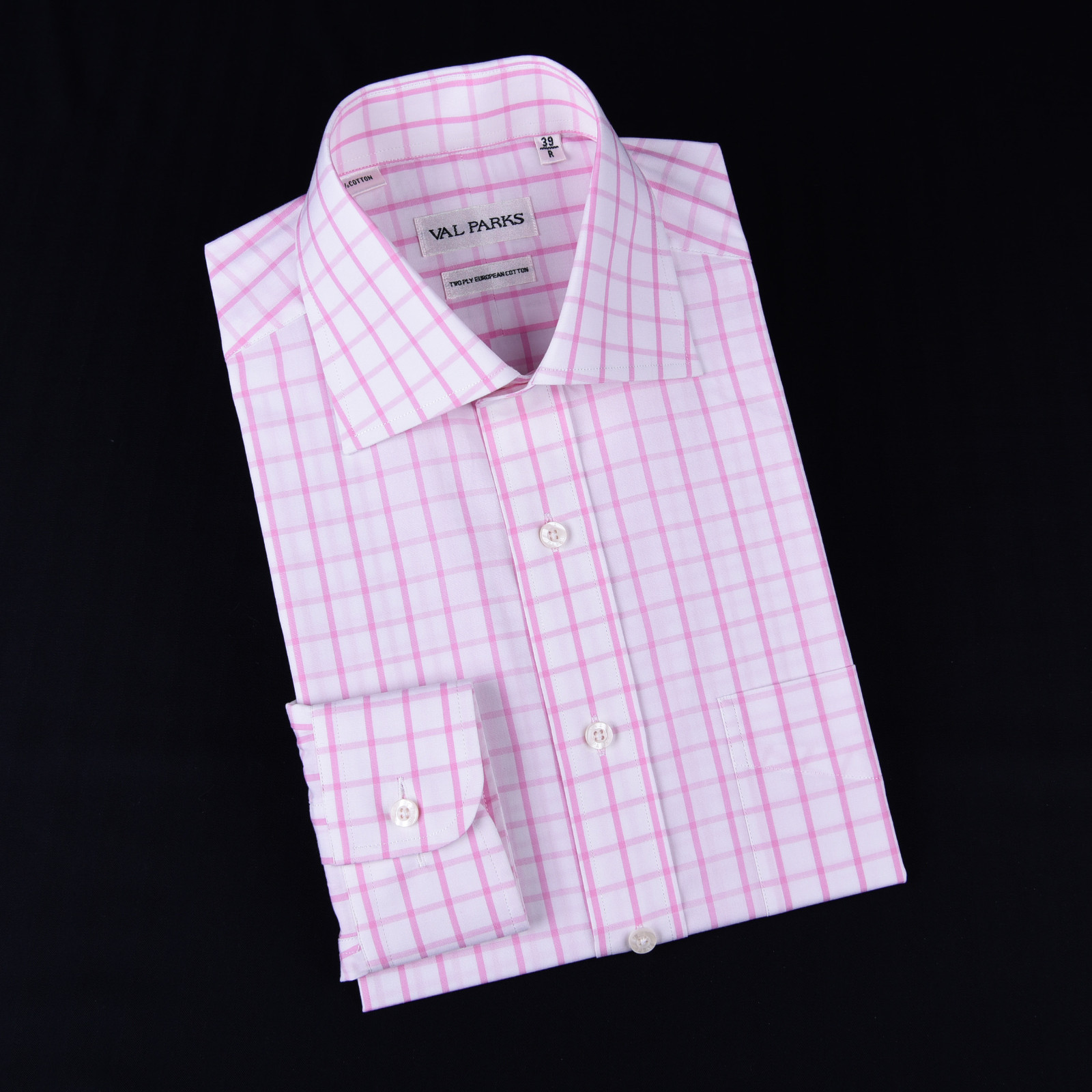 Mens Pink Plaids & Checks Formal Business Dress Shirt Lightweight Easy Iron Top