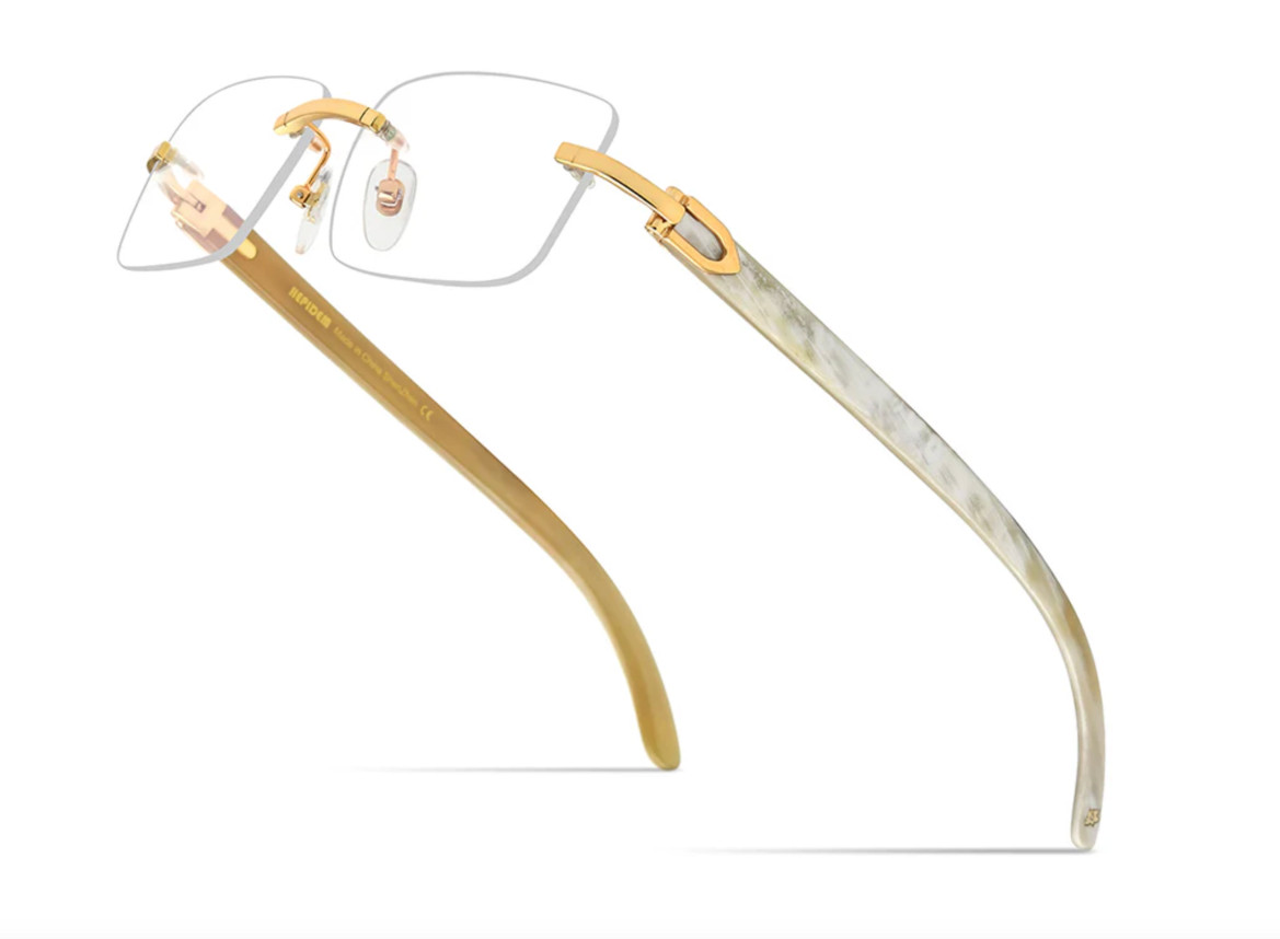 Mens Classy Style Wood Buff Retro 90s Hip Hop Rapper Gangster Rimless Sunglasses