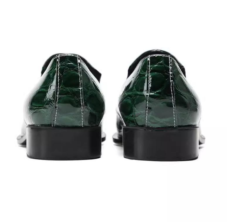 Men’s Leather Metal Pointed Toe Brogue Banquet Dress Embossed Shoes Oxfords 2026