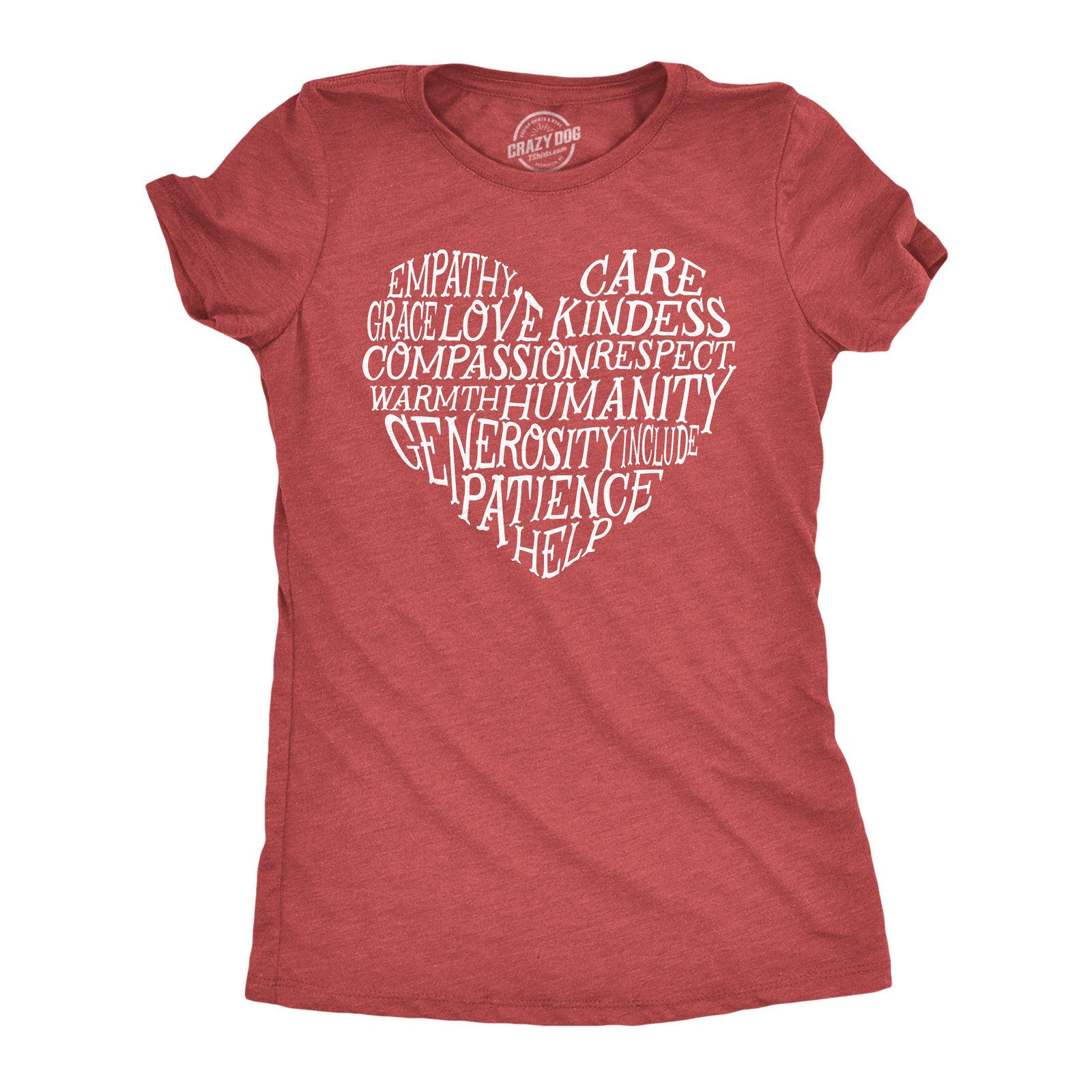 Womens Funny T Shirts Word Heart Cute Motivational Tee For Ladies