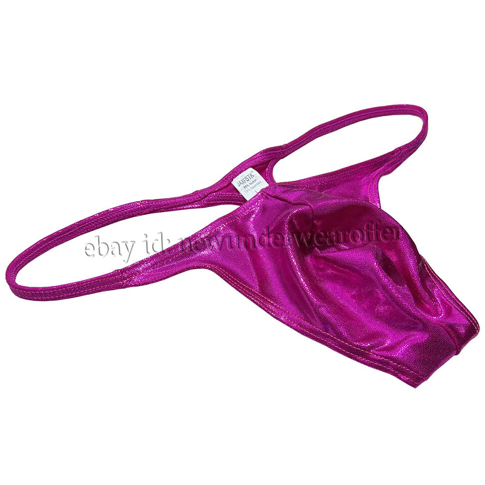 Men Shiny Bikini Thong Underwear Low-rise G-string Bulge Pouch T-back Jockstrap