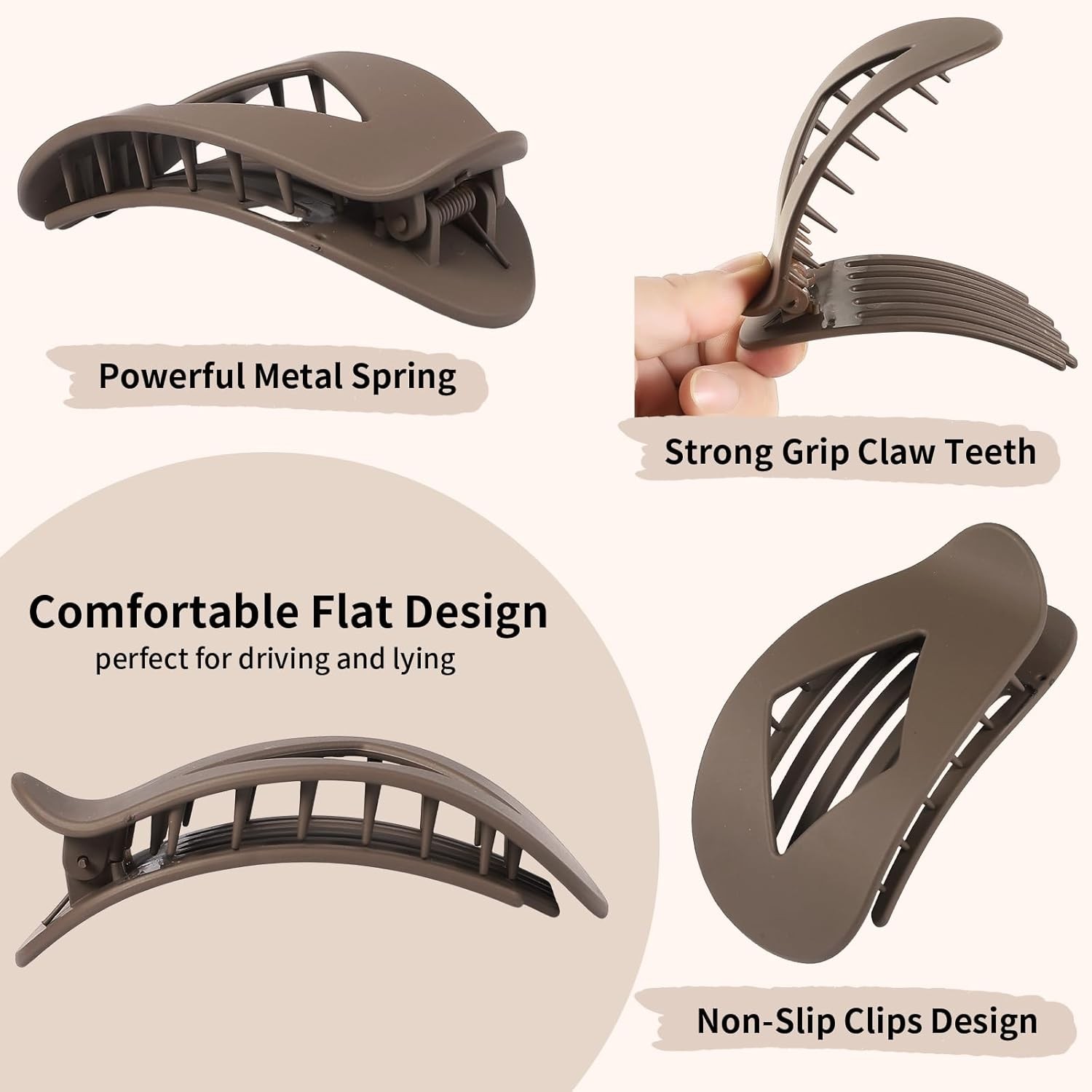 10 PCS Flat Hair Clips for Women – Large Matte & Tortoise Hair Claw Clips