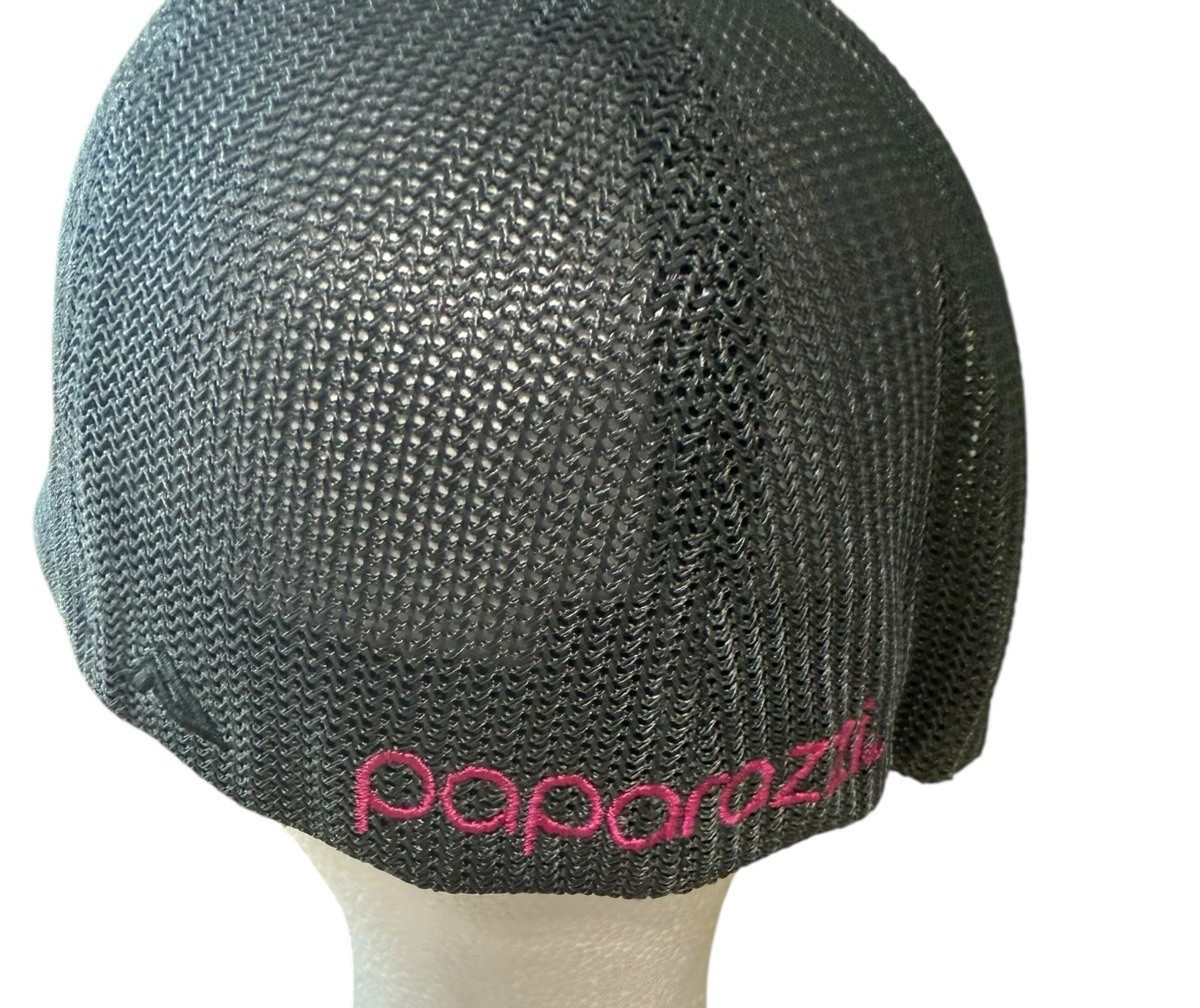 Pacific Headwear Paparazzi Cap Hat Fitted S/M Mesh Black Gray Poly Nylon Cotton