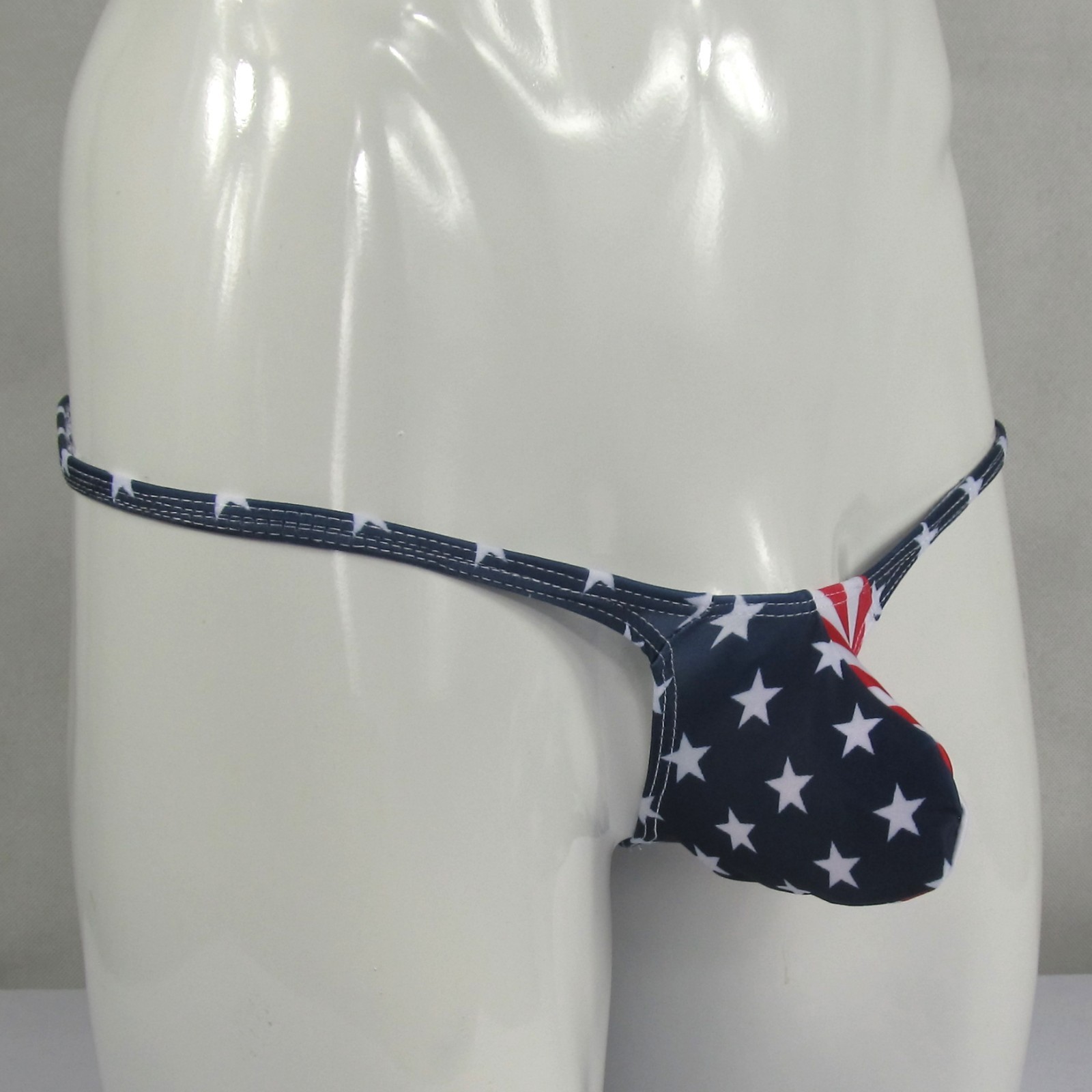 K403 P Hot Men String Thong Bulge Pouch T-back Star & Stripes Patriotic