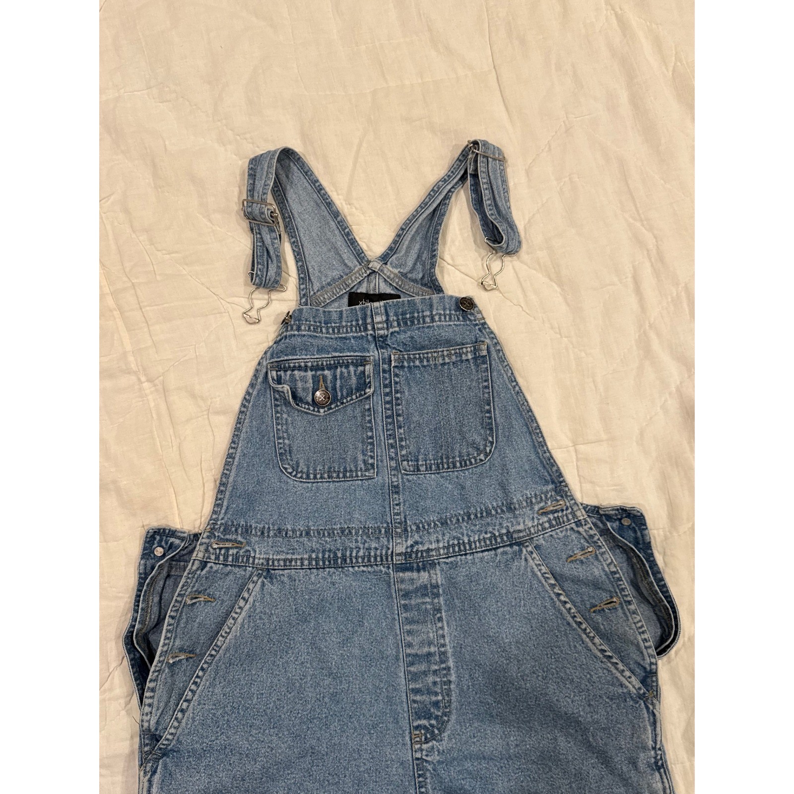 Xhilaration Womens Small Denim Shortalls Light Wash Blue Cotton Overalls Short