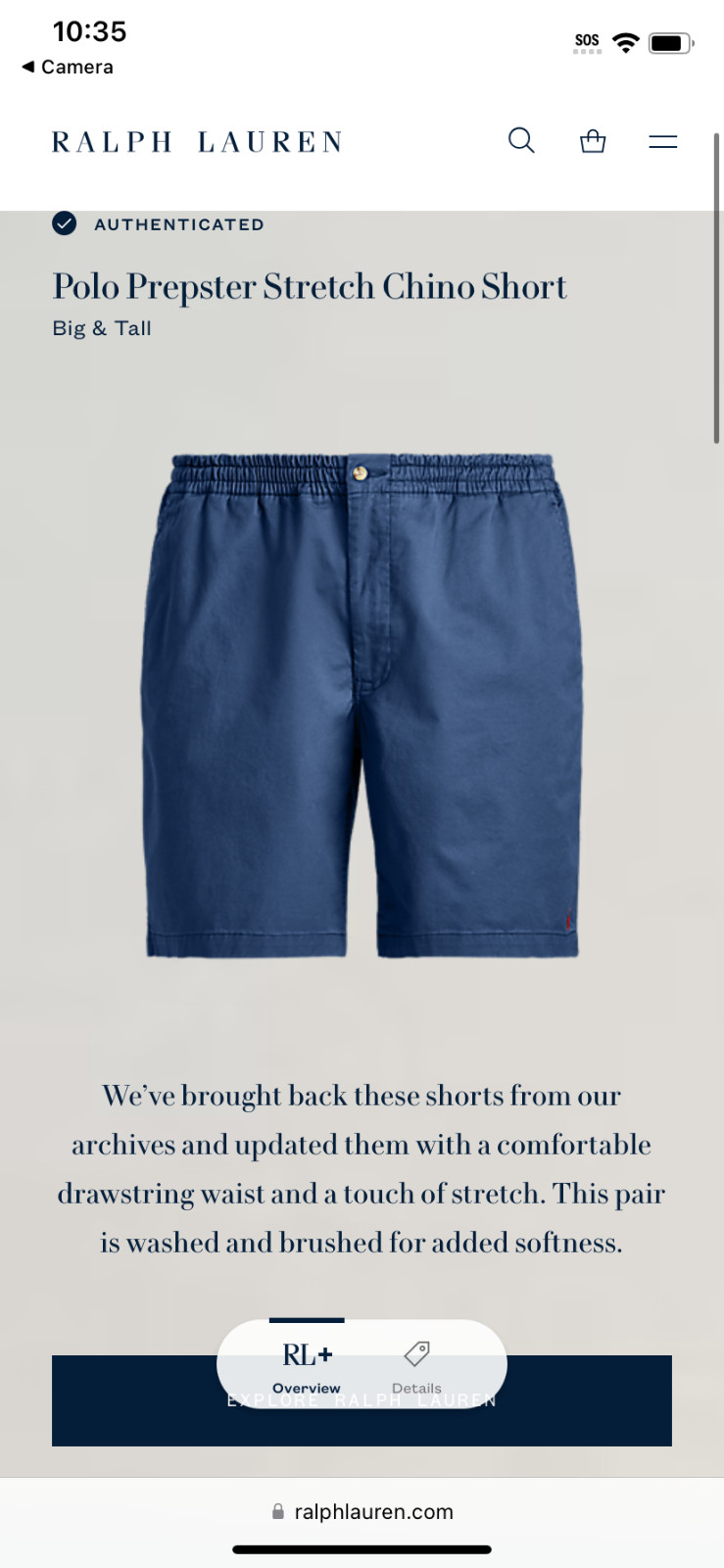 Polo Ralph Lauren Men’s Classic Fit Prepster Shorts Navy Blue Big & Tall Sizes