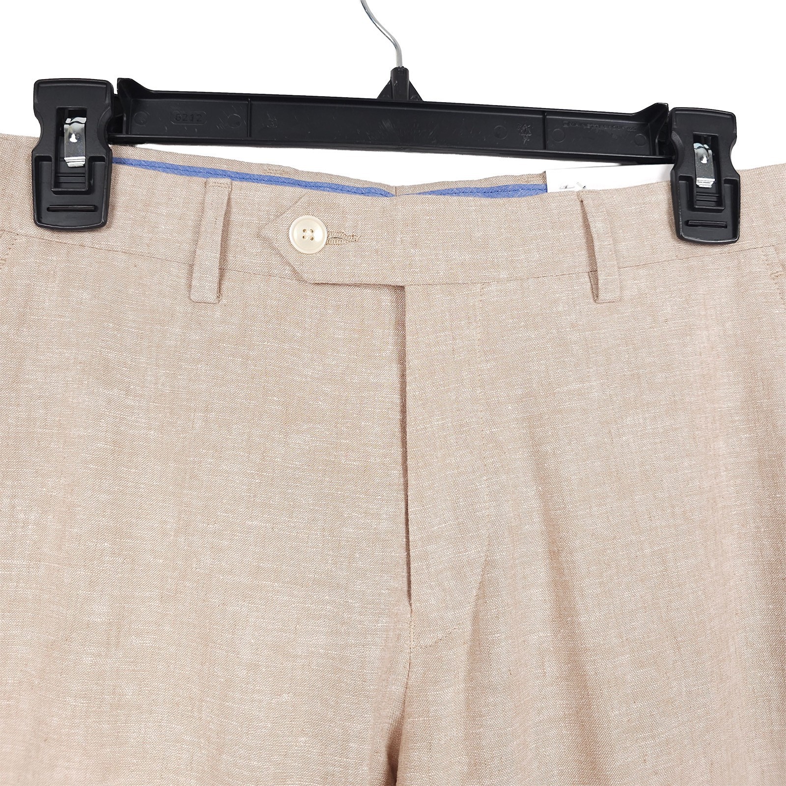 Tommy Hilfiger Mens Modern Fit Dress Pants 38×34 Tan Solid Linen Cotton Blend