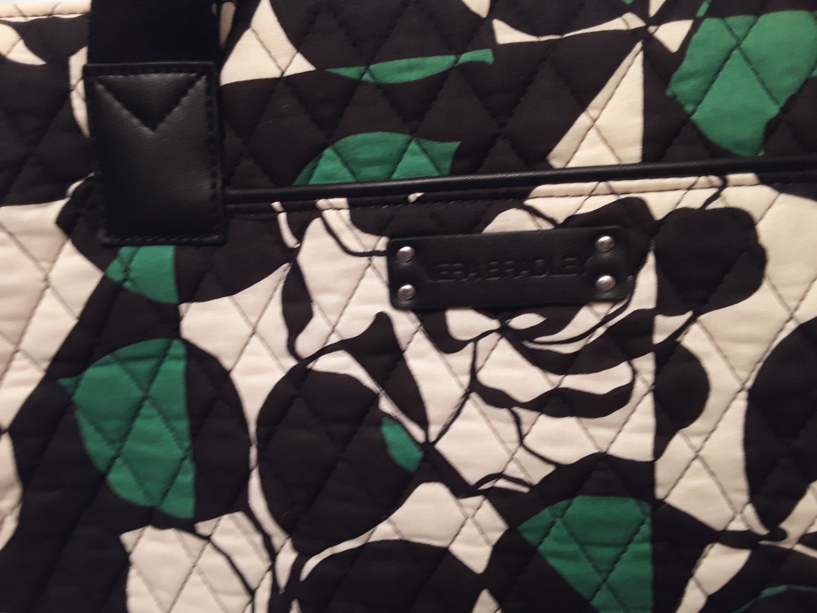 Vera Bradley Imperial Rose Duffel/Weekender – black/white/green cotton