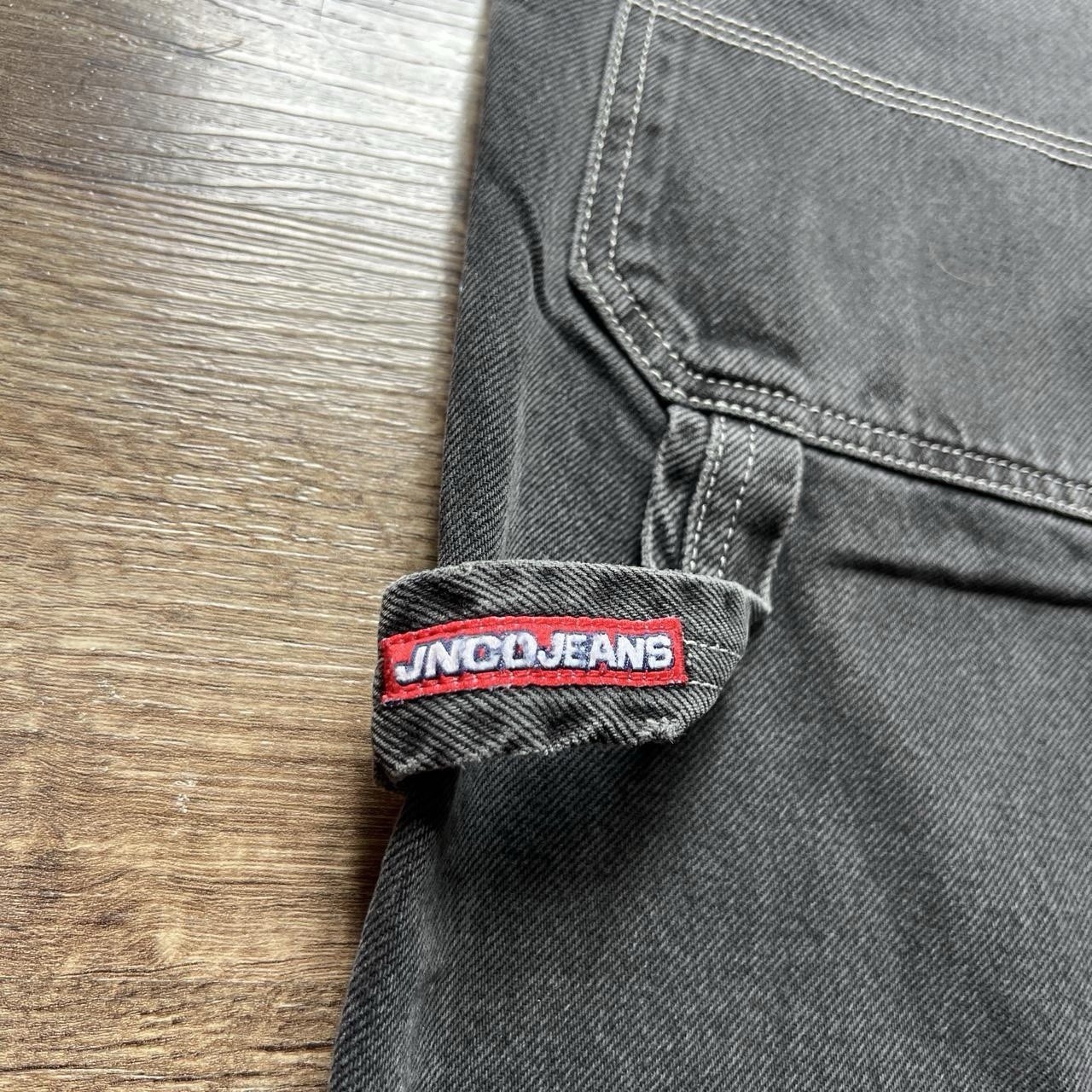 Vintage 90s Jnco Faded Black & White Stitching Spellout Carpenter Jeans 29×30