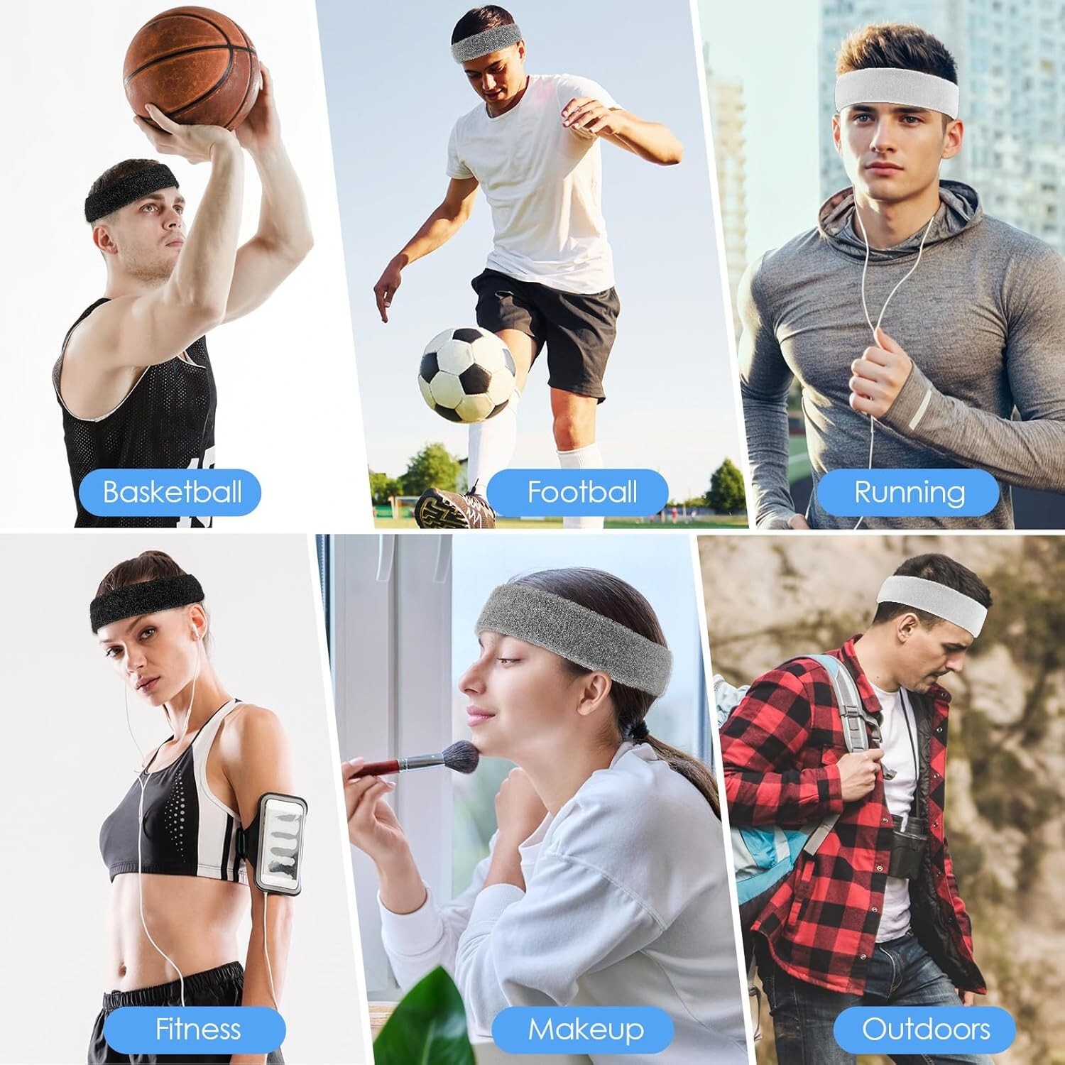 3pack Sports Headband Yoga Gym Sweatband Women Men Hair Bands Head Sweat Band