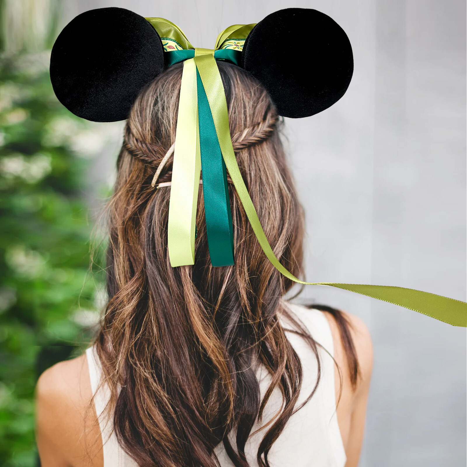 Disney-Park’s Authentic Frozen Anna Fantasy Springs Green Minnie Ears Headband