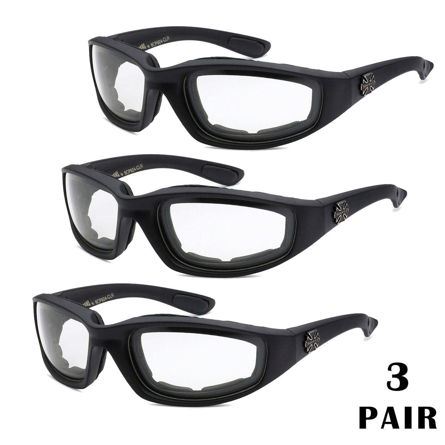1/3 Pair Motorcycle Sports Biker Riding Glasses Padded Wind Resistant Sunglasses