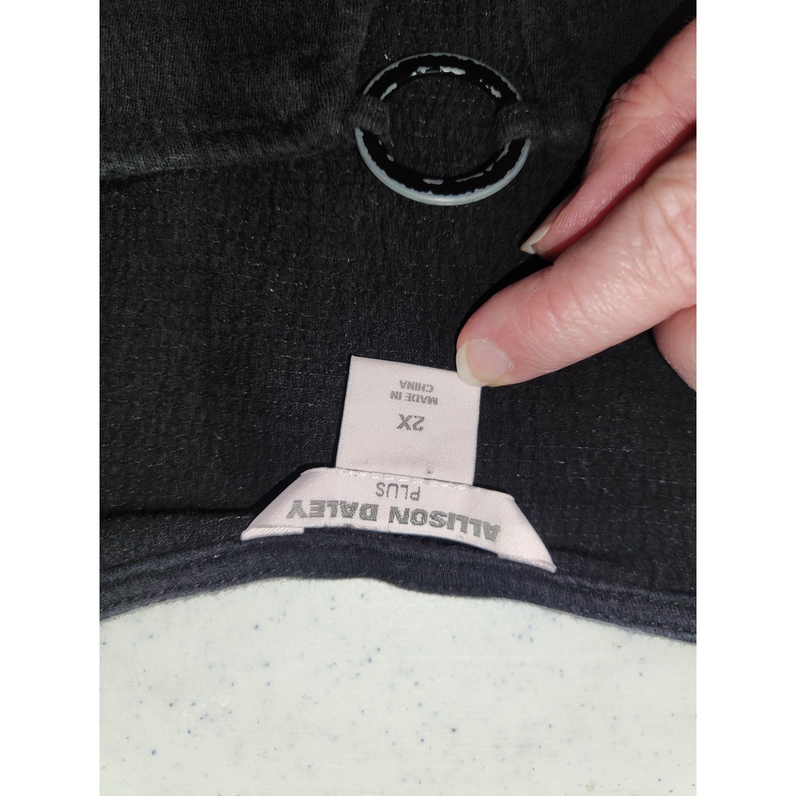 Women’s sz 2X Black Short Capped Sleeved Shirt Front Ties by Allison Daley As Is