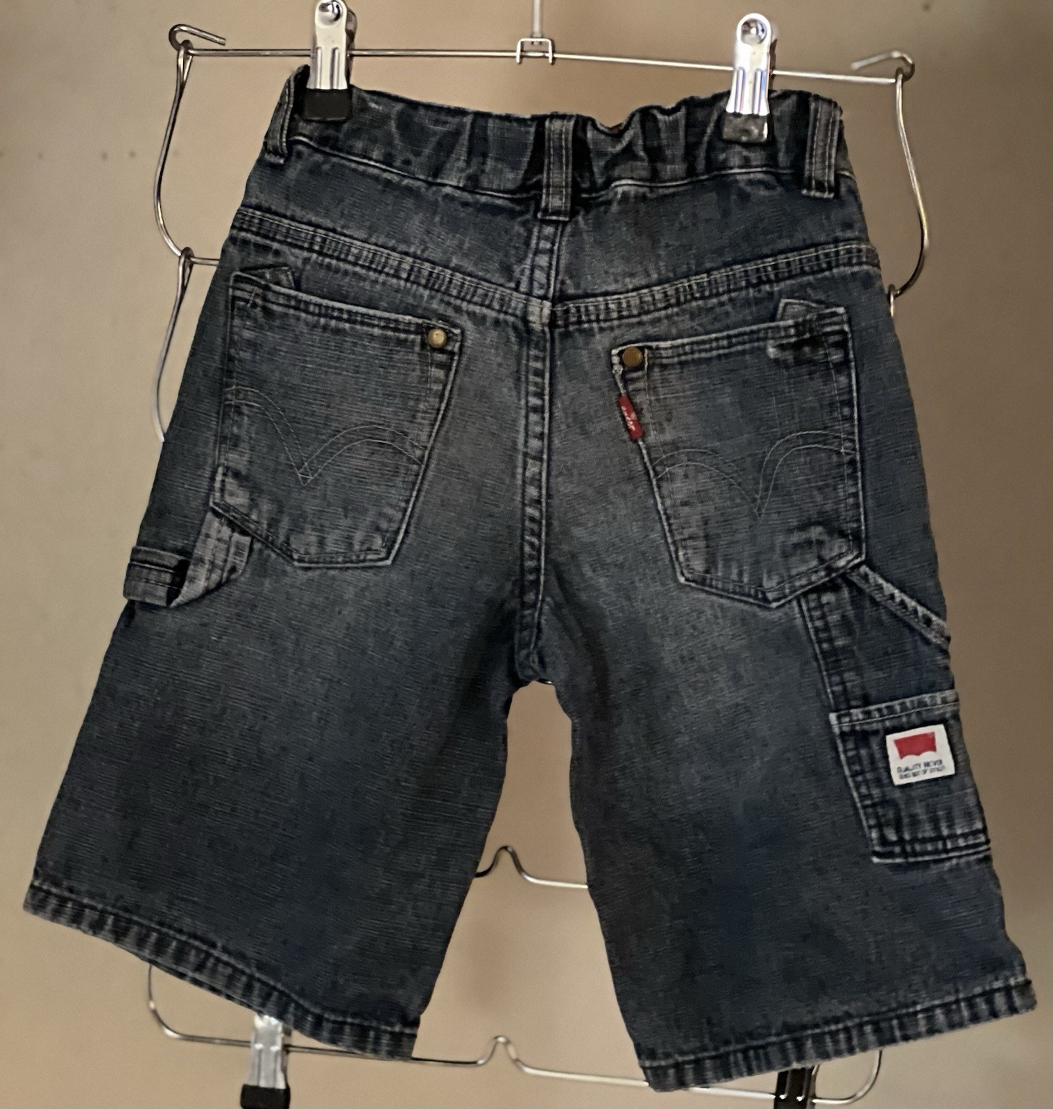 Levi’s Boys Size 6 Regular Blue Denim Cargo Shorts Zip Pockets
