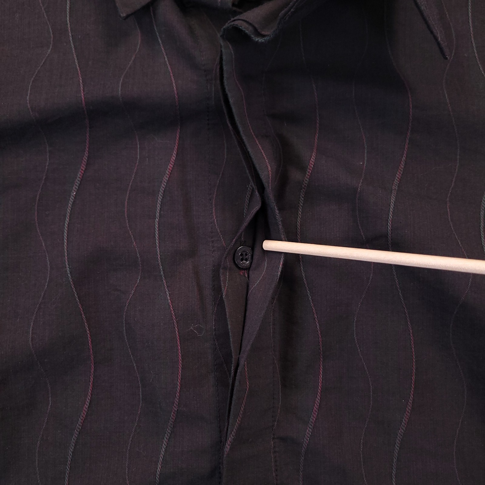 7D 7 Diamonds Shirt Mens Large Black Abstract Wavy Stripe Cotton Polyester