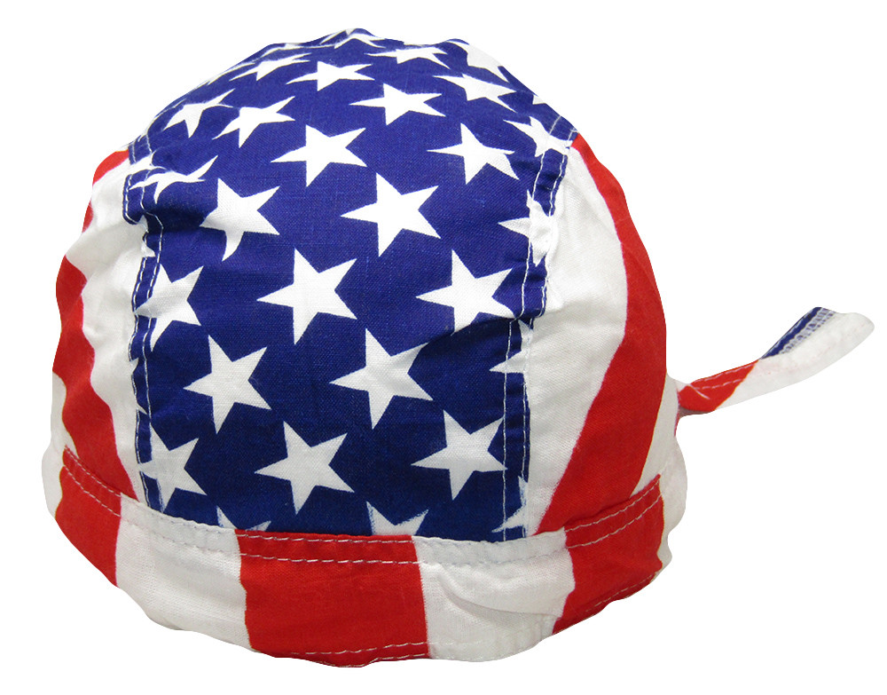 USA Striped With Stars In Middle Printed Do Rag Doo Rag Skull Cap Head Wrap