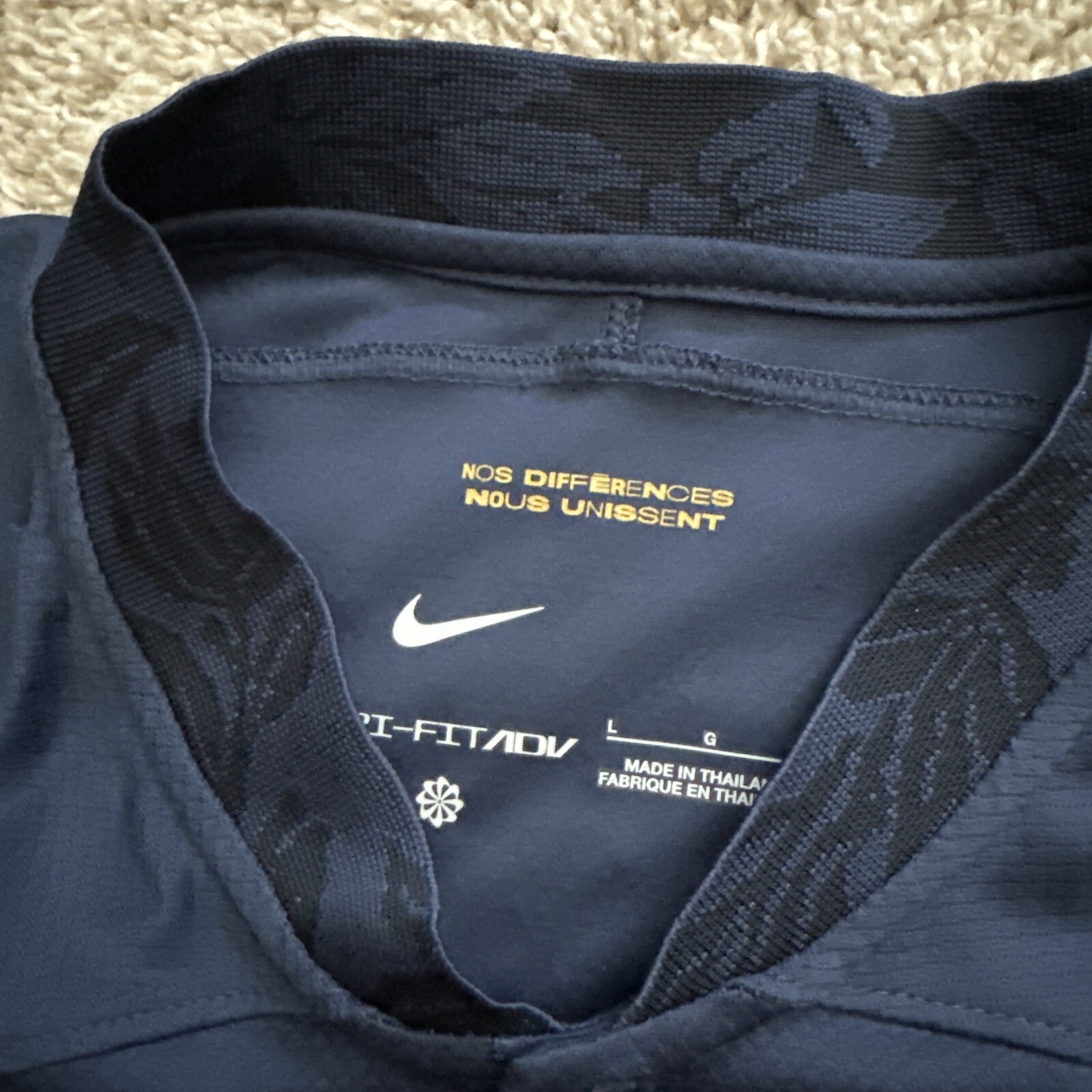 Nike World Cup FIBA France FFF Stadium Home Soccer Jersey DN0690-413 Mens Size L