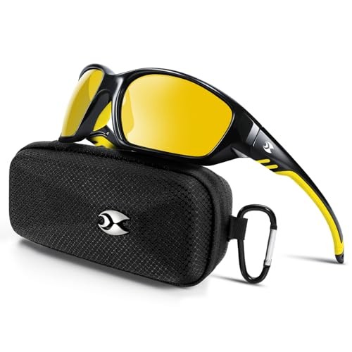 Sports Polarized Sunglasses for Men: Womens UV400 Protection Sun C12-yellow