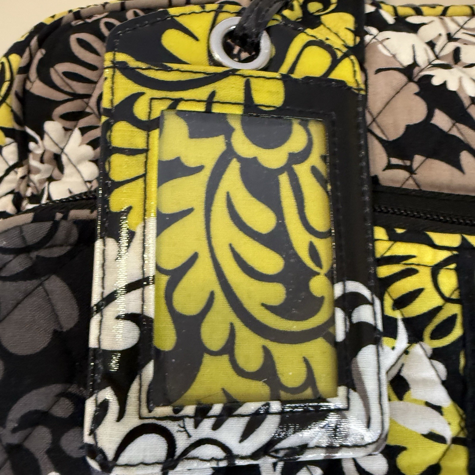 Vera Bradley Fanfare Traveler Weekender Bag Black White Yellow Boho Paisley