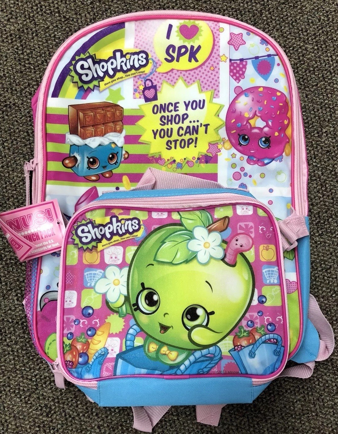 Shopkins Backpack For Kids With Detachable Lunch Pack + Zippered Pouch Bag 16”