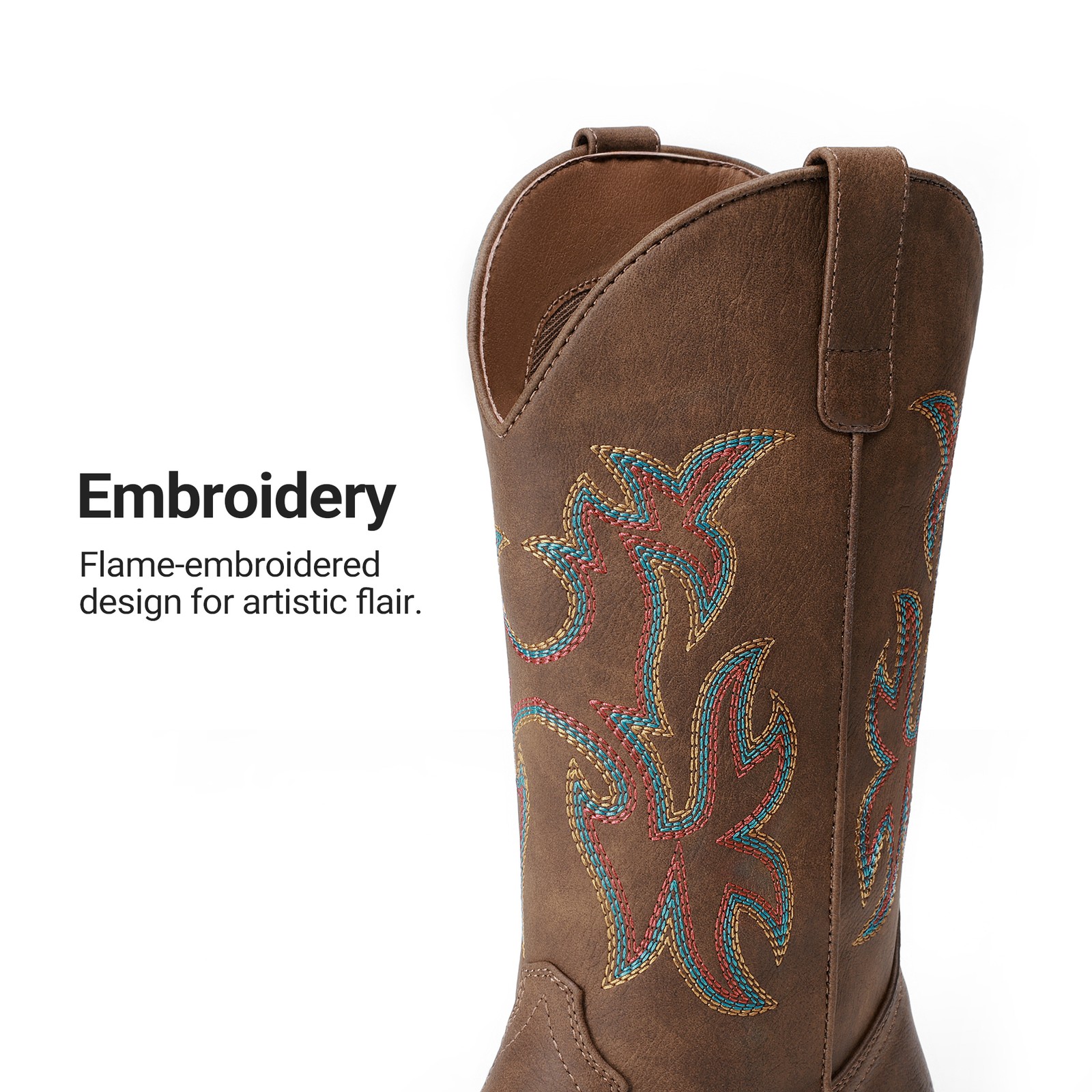 Cowboy Cowgirl Boots for Women Wide Square Toe Western Mid Calf Boots