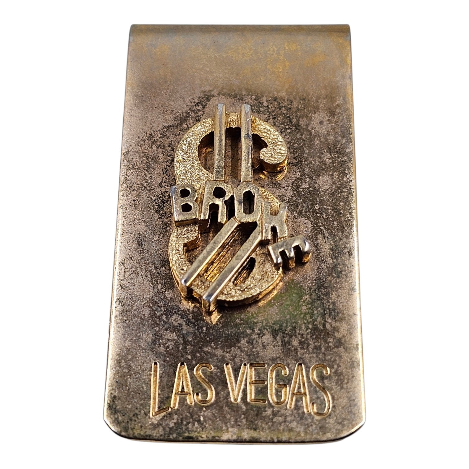 Vintage Las Vegas Broke Dollar Sign Novelty Gold Tone Money Clip Souvenir