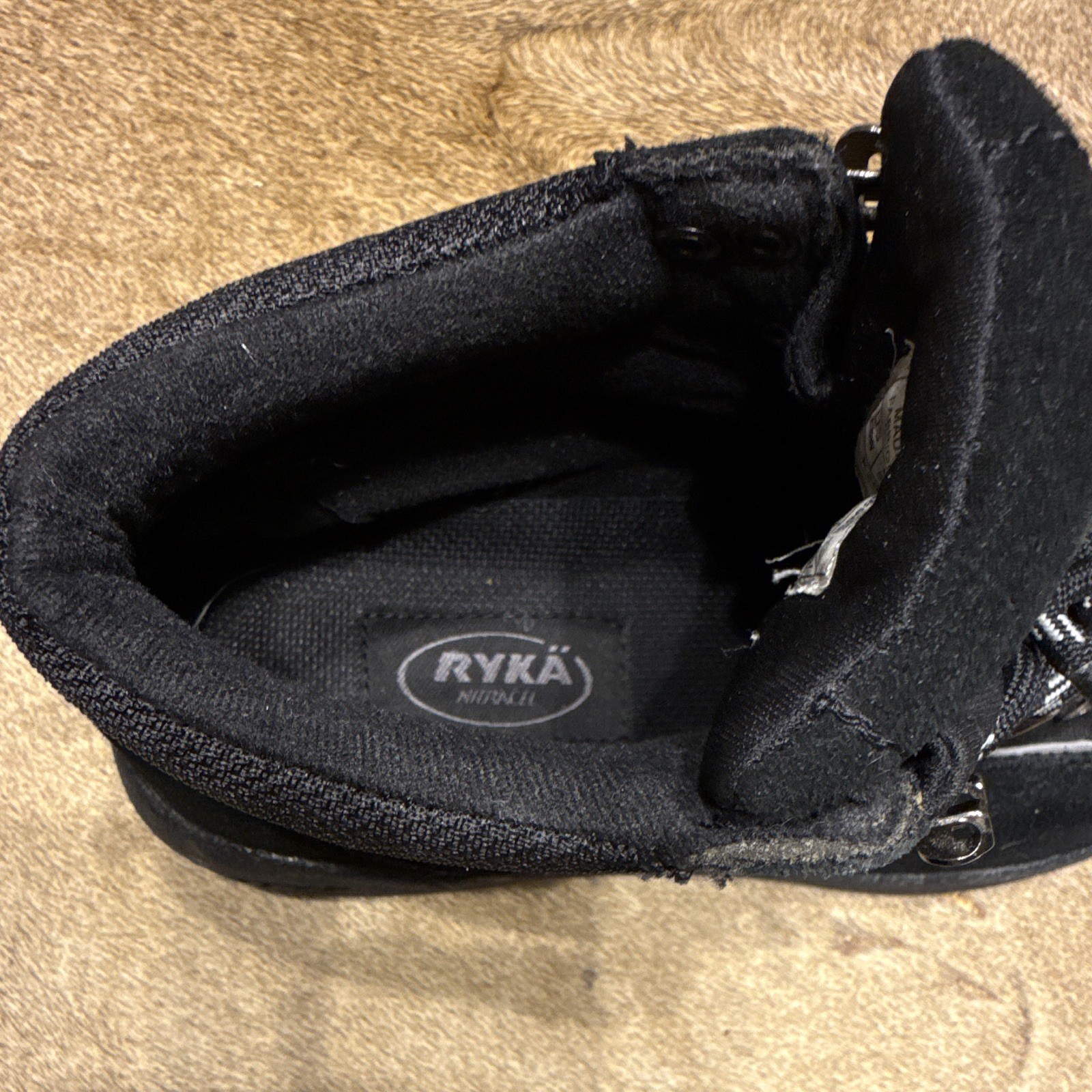 Ryka Terrain Hiking Ankle Boots Black Suede Leather US 7.5W Waterproof Lace Up