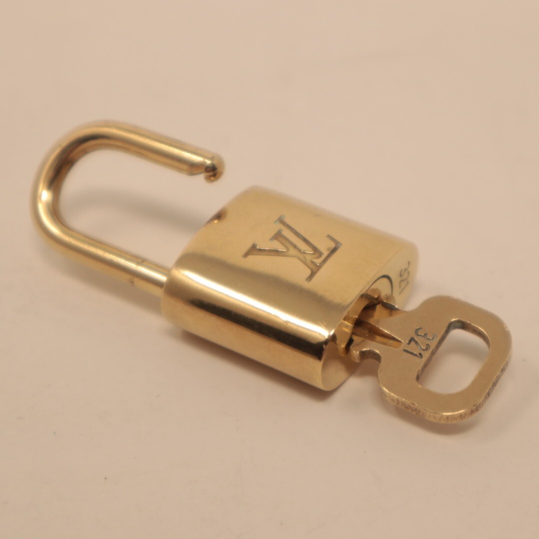 LOUIS VUITTON PadLock Lock & Key Brass Gold Authentic Number random Japan